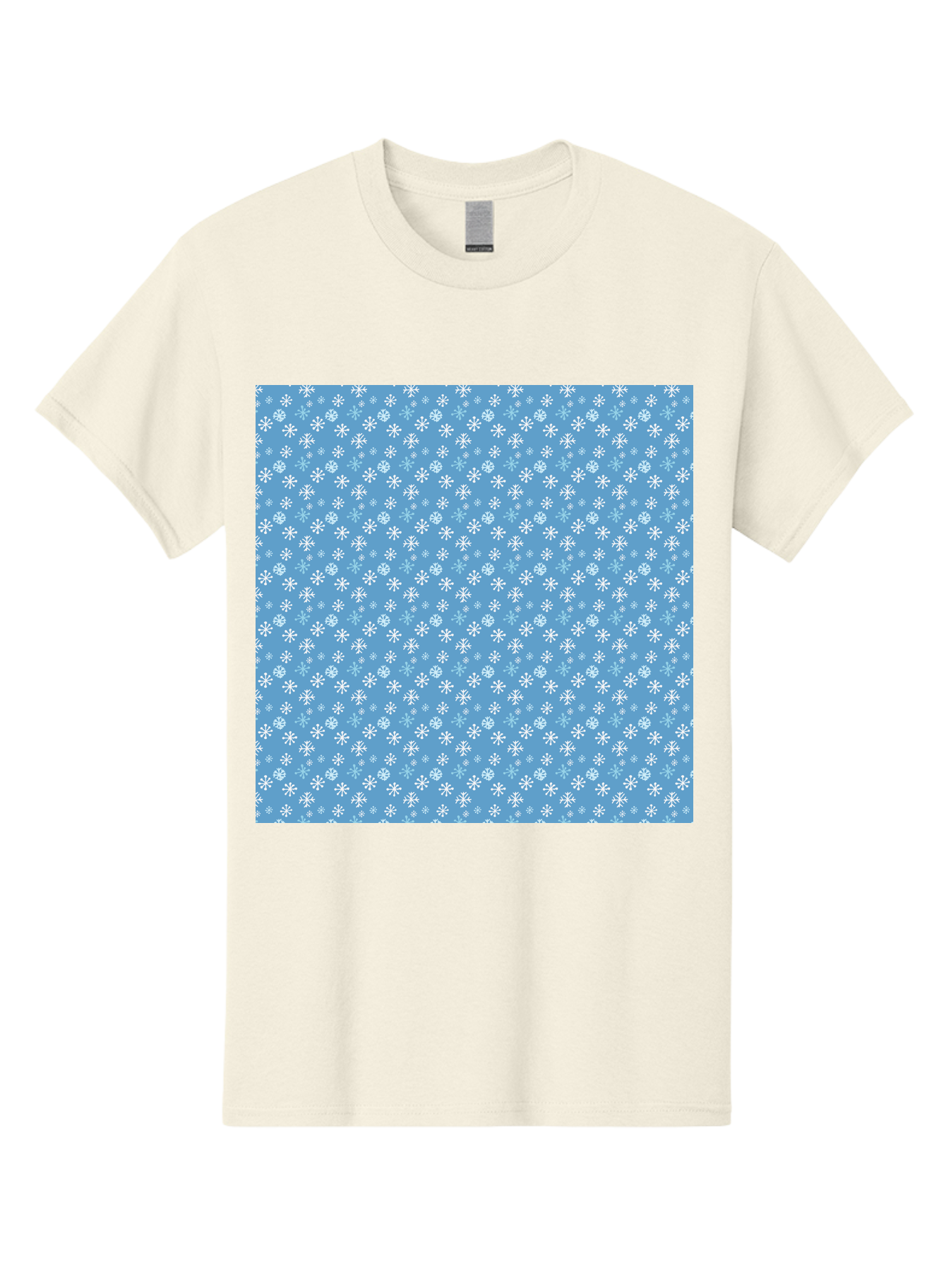Snowflake-Pattern Men'S Graphic Tee, 100% Cotton, Comfortable Casual Summer Wear, Machine Washable, Snowflakes Pattern, White Snowflakes, Blue Background, Winter Theme, Festive Design, Delicate Snowflakes, Intricate Patterns, Holiday Decor, Aab121