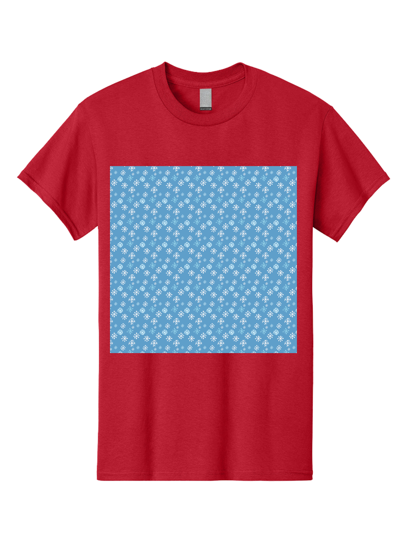 Snowflake-Pattern Men'S Graphic Tee, 100% Cotton, Comfortable Casual Summer Wear, Machine Washable, Snowflakes Pattern, White Snowflakes, Blue Background, Winter Theme, Festive Design, Delicate Snowflakes, Intricate Patterns, Holiday Decor, Aab121