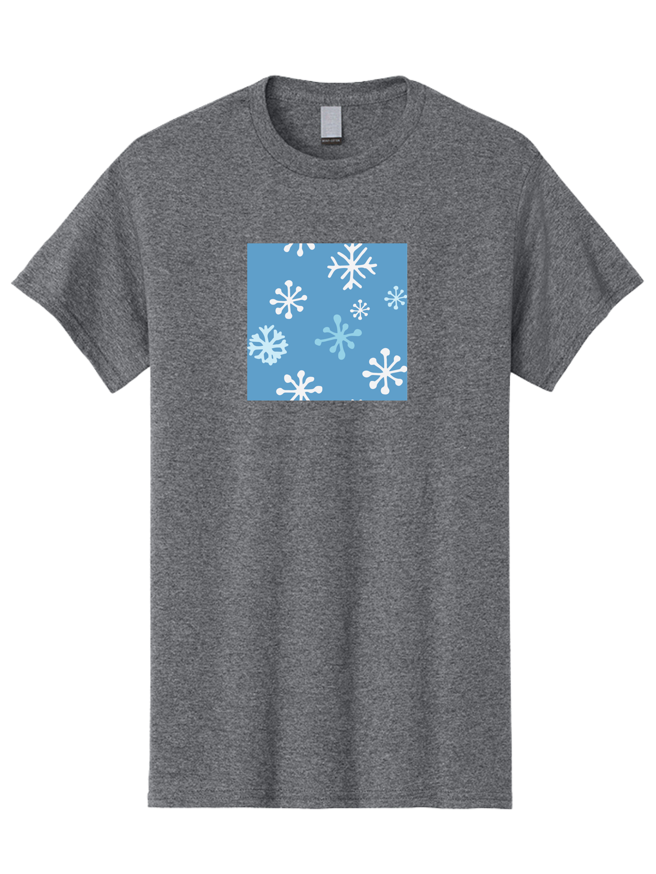 Snowflakes Men'S Graphic Tee, 100% Cotton, Comfortable Casual Summer Wear, Machine Washable, Winter Wonderland, Snowflake Pattern, Festive Design, Blue Background, White Snowflakes, Cold Weather, Snowy Scene, Holiday Theme, Seasonal Graphic, Aab123