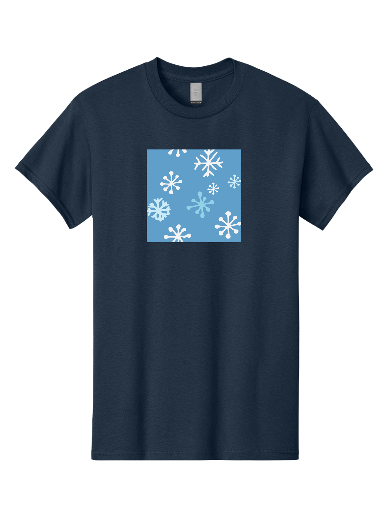Snowflakes Men'S Graphic Tee, 100% Cotton, Comfortable Casual Summer Wear, Machine Washable, Winter Wonderland, Snowflake Pattern, Festive Design, Blue Background, White Snowflakes, Cold Weather, Snowy Scene, Holiday Theme, Seasonal Graphic, Aab123