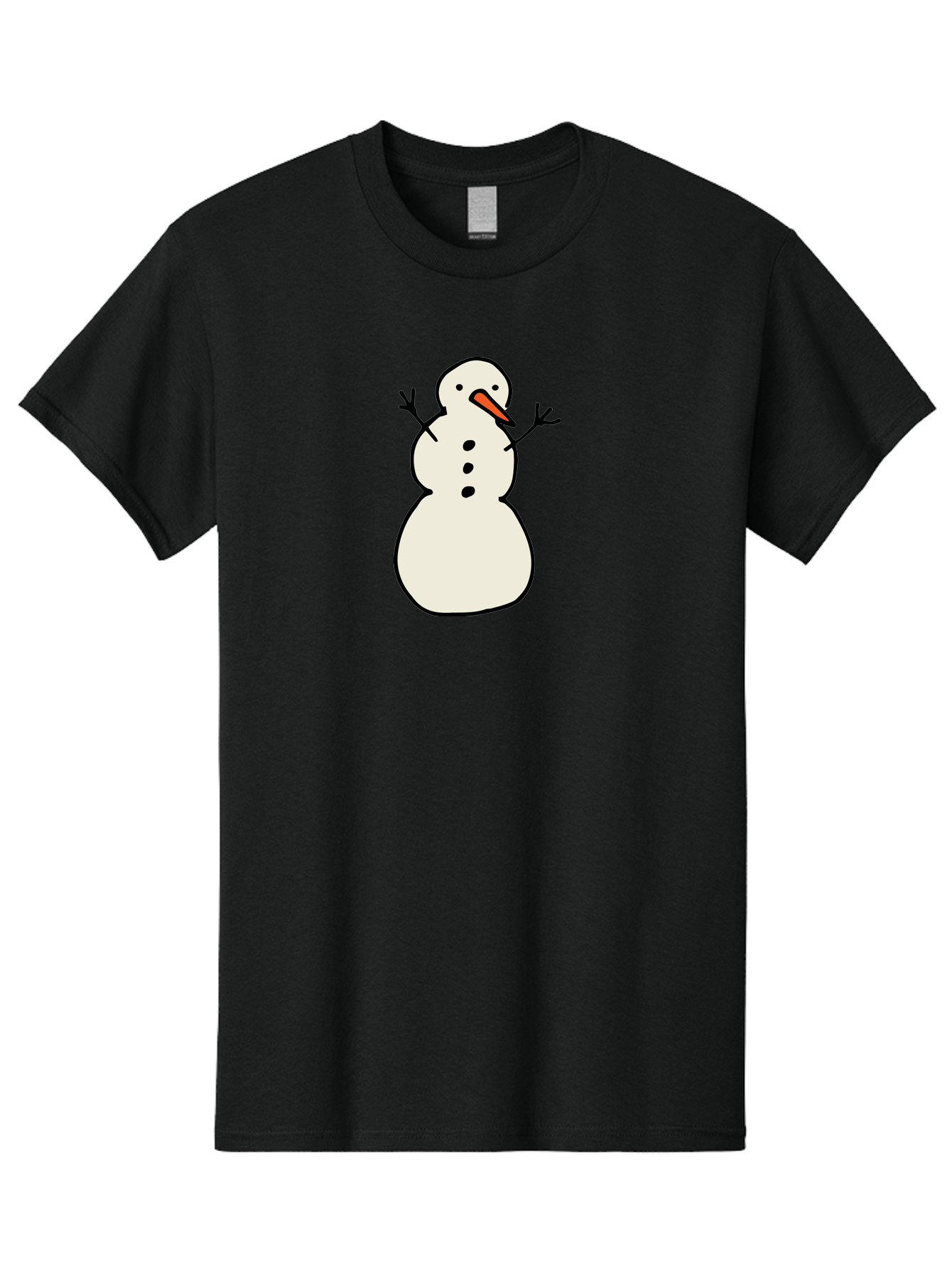 Snowman-1 Men'S Graphic Tee, 100% Cotton, Comfortable Casual Summer Wear, Machine Washable, Cartoon Snowman, White Snowman, Orange Nose, Black Dots, Winter Character, Festive Figure, Snowball Body, Simple Design, Cute Illustration, Aab124