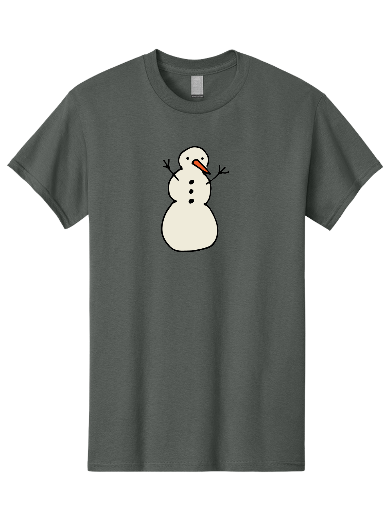 Snowman-1 Men'S Graphic Tee, 100% Cotton, Comfortable Casual Summer Wear, Machine Washable, Cartoon Snowman, White Snowman, Orange Nose, Black Dots, Winter Character, Festive Figure, Snowball Body, Simple Design, Cute Illustration, Aab124