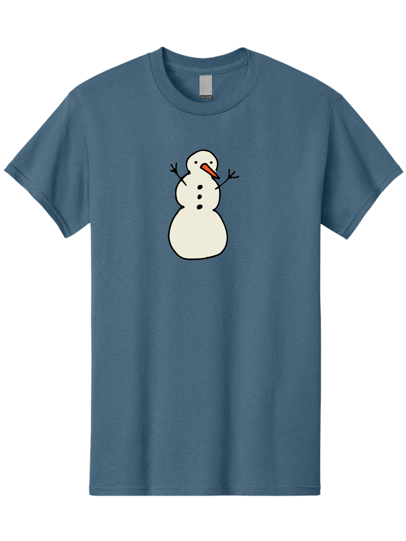 Snowman-1 Men'S Graphic Tee, 100% Cotton, Comfortable Casual Summer Wear, Machine Washable, Cartoon Snowman, White Snowman, Orange Nose, Black Dots, Winter Character, Festive Figure, Snowball Body, Simple Design, Cute Illustration, Aab124
