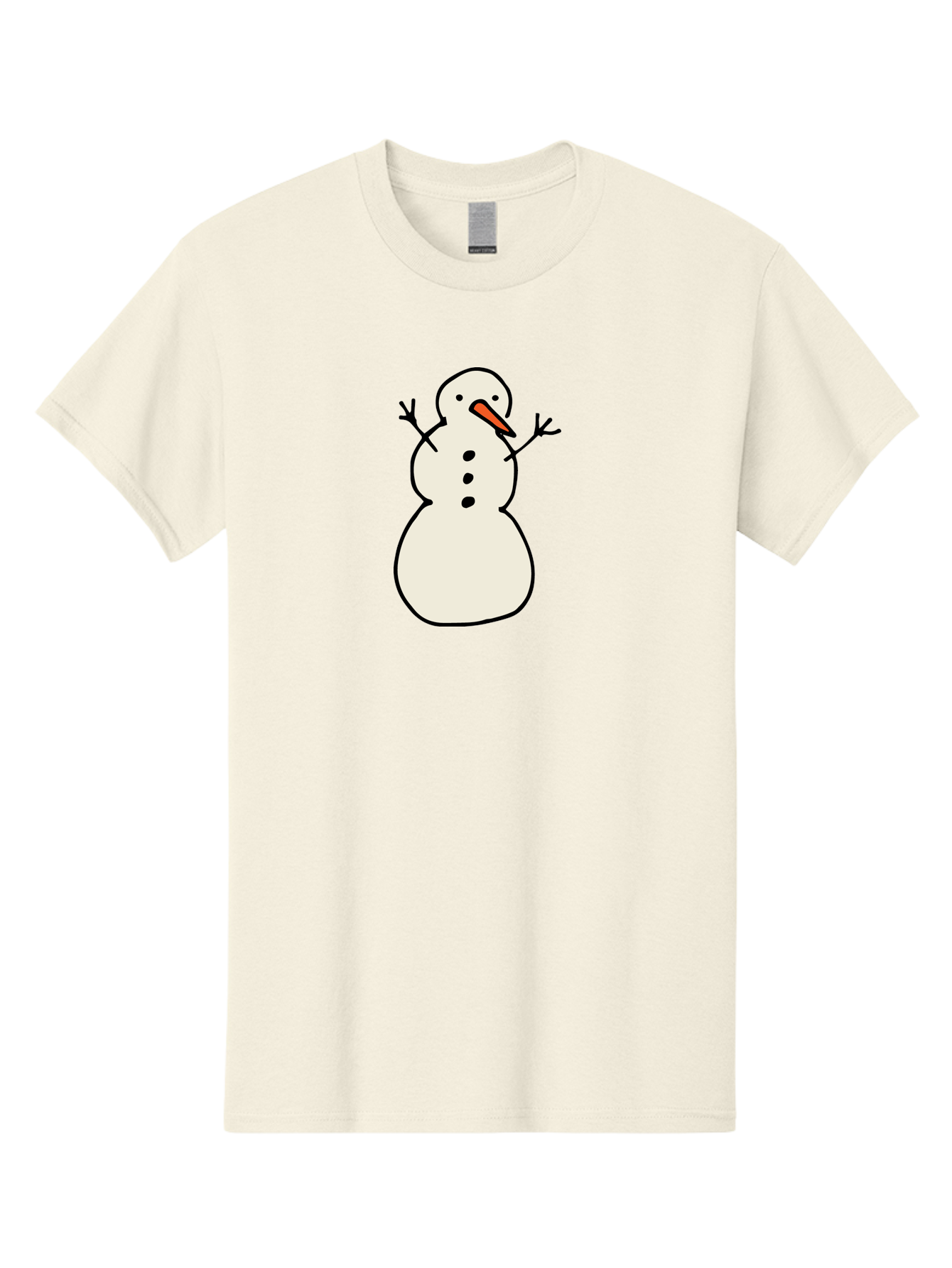 Snowman-1 Men'S Graphic Tee, 100% Cotton, Comfortable Casual Summer Wear, Machine Washable, Cartoon Snowman, White Snowman, Orange Nose, Black Dots, Winter Character, Festive Figure, Snowball Body, Simple Design, Cute Illustration, Aab124