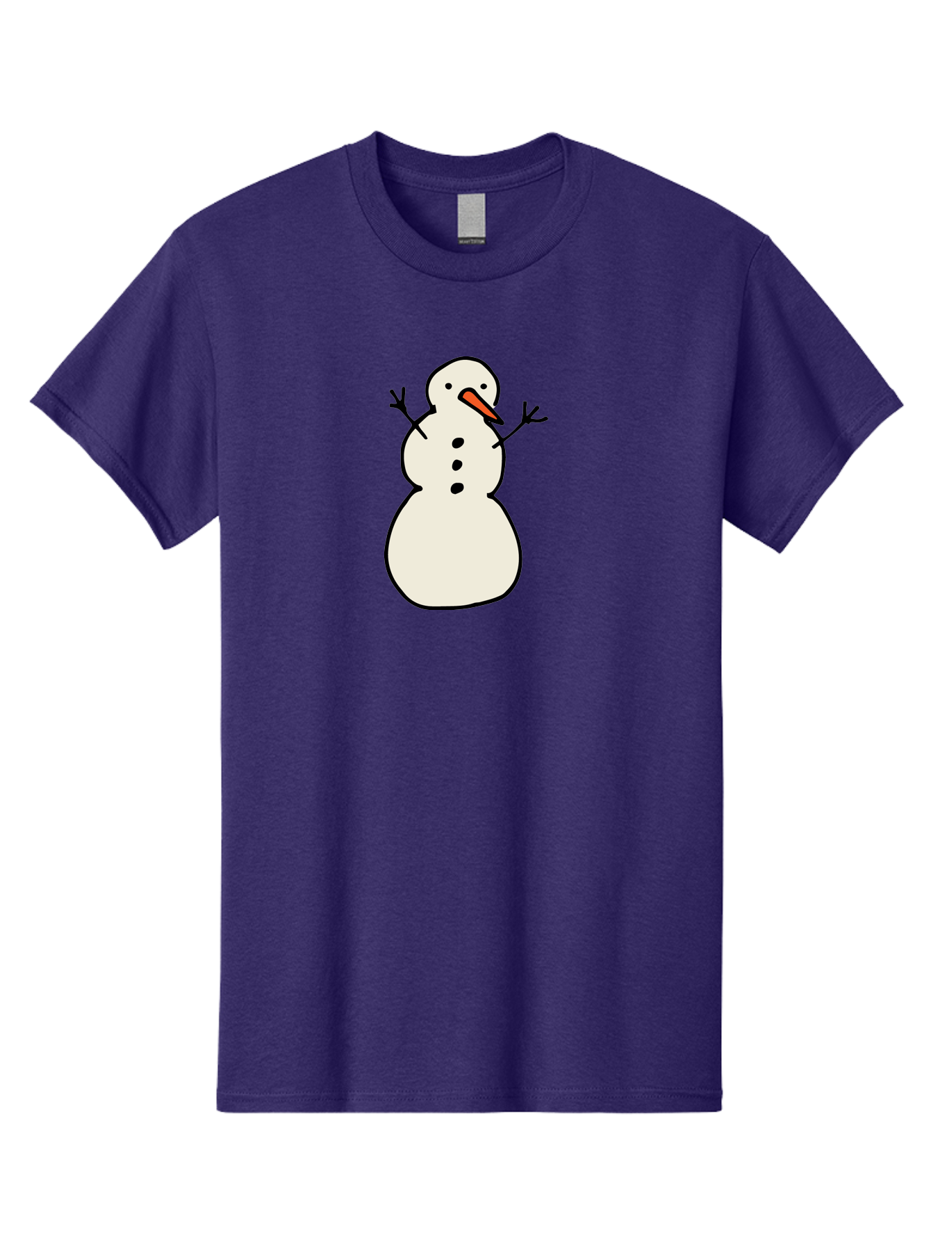 Snowman-1 Men'S Graphic Tee, 100% Cotton, Comfortable Casual Summer Wear, Machine Washable, Cartoon Snowman, White Snowman, Orange Nose, Black Dots, Winter Character, Festive Figure, Snowball Body, Simple Design, Cute Illustration, Aab124