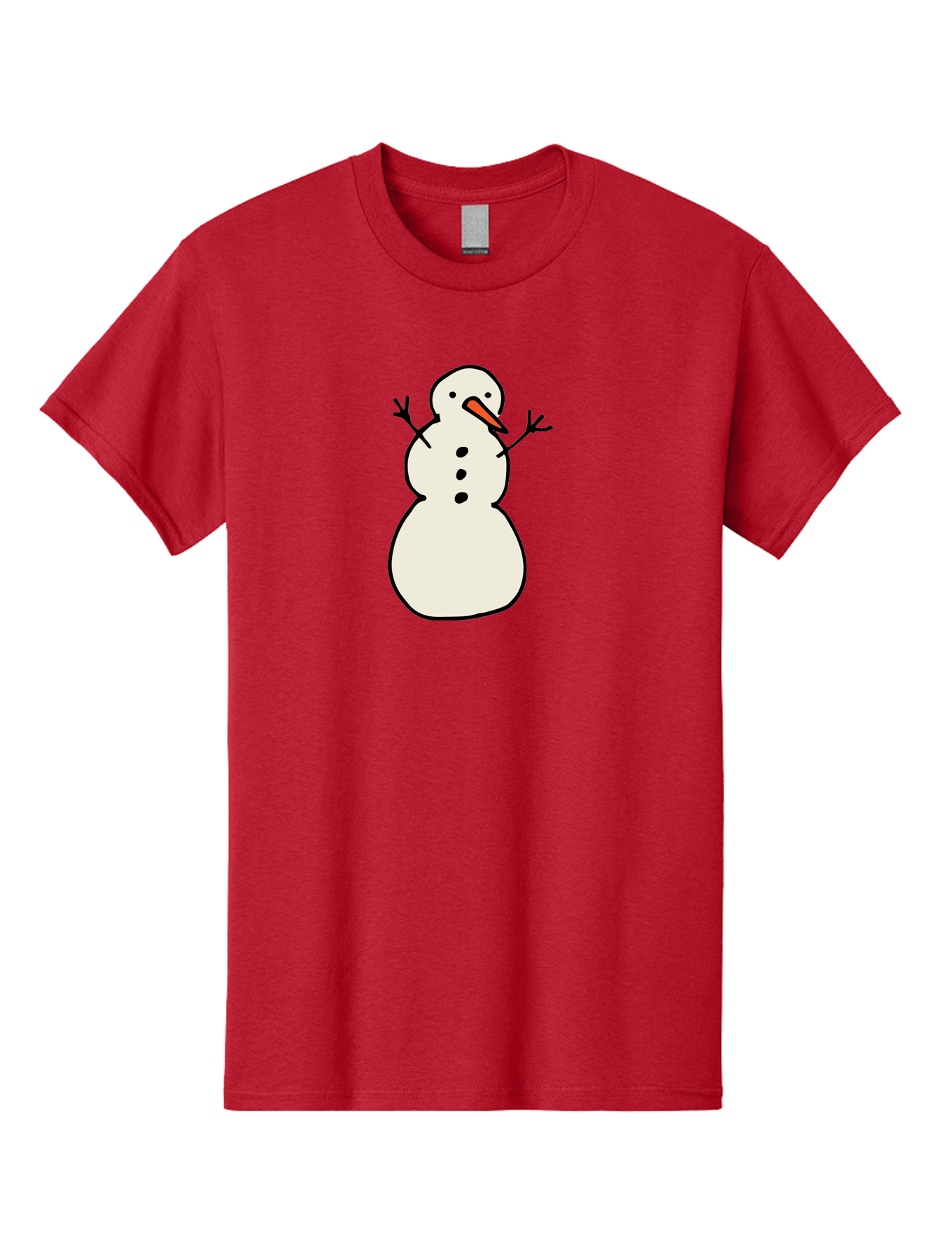 Snowman-1 Men'S Graphic Tee, 100% Cotton, Comfortable Casual Summer Wear, Machine Washable, Cartoon Snowman, White Snowman, Orange Nose, Black Dots, Winter Character, Festive Figure, Snowball Body, Simple Design, Cute Illustration, Aab124