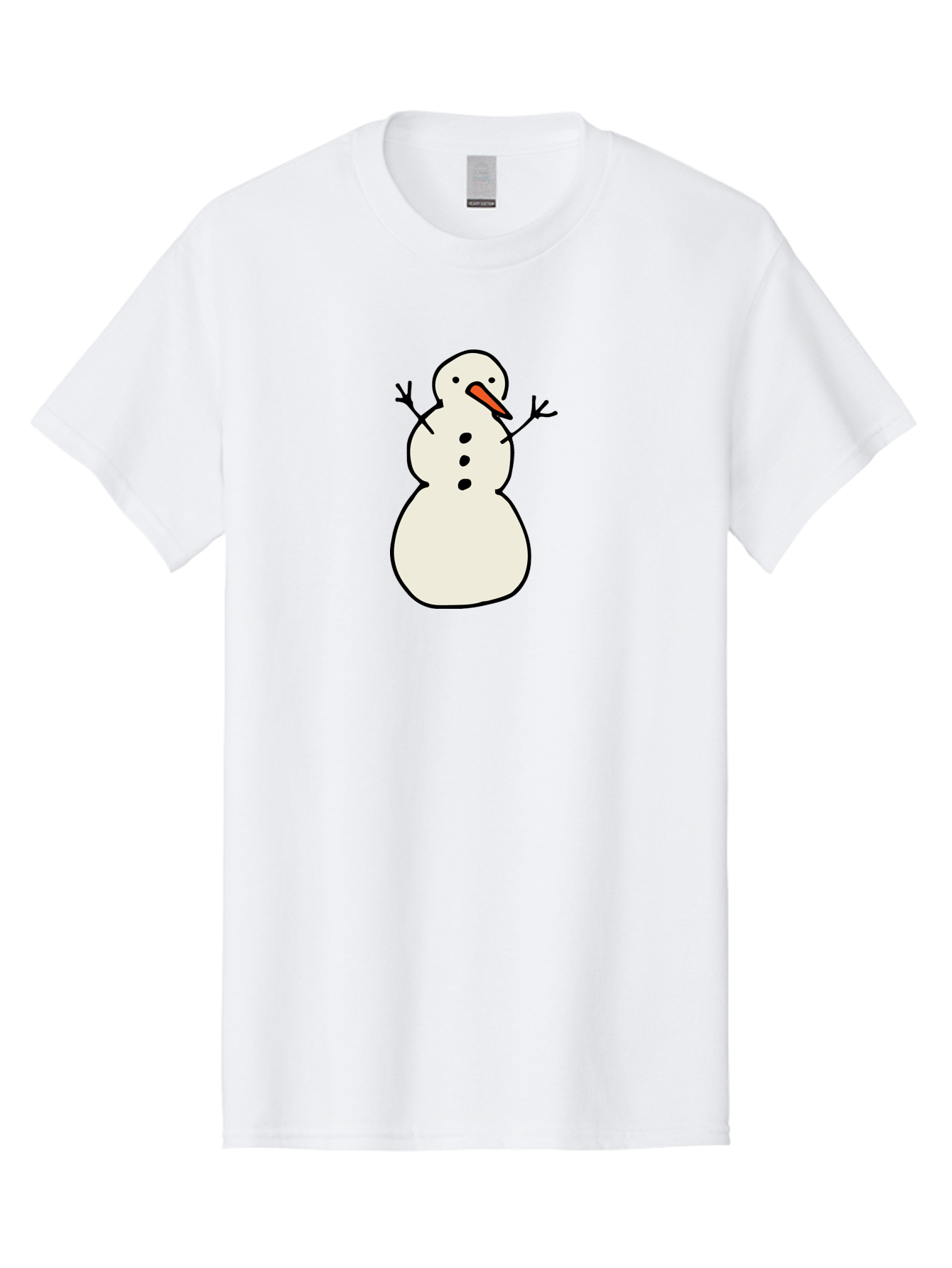 Snowman-1 Men'S Graphic Tee, 100% Cotton, Comfortable Casual Summer Wear, Machine Washable, Cartoon Snowman, White Snowman, Orange Nose, Black Dots, Winter Character, Festive Figure, Snowball Body, Simple Design, Cute Illustration, Aab124