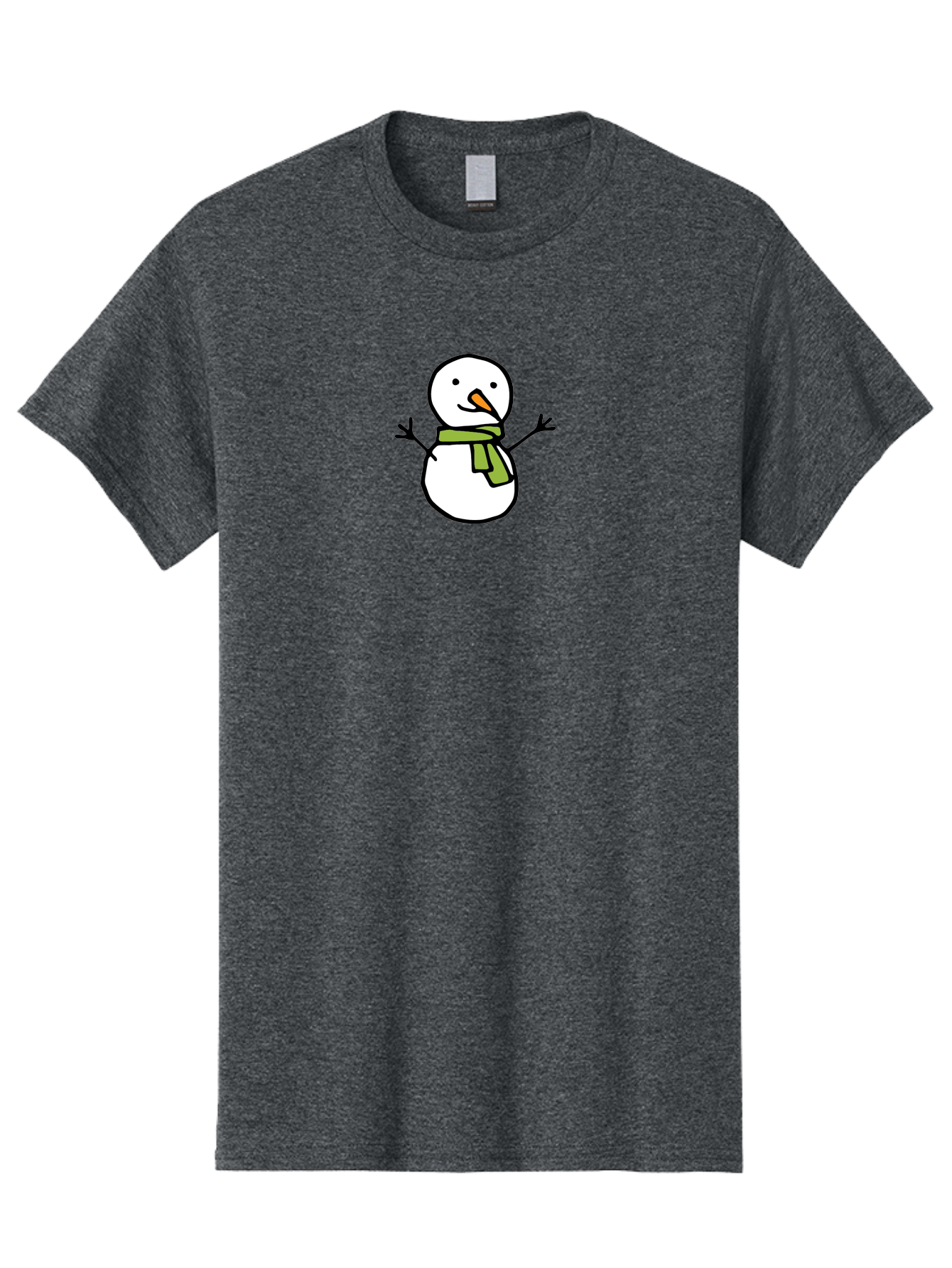 Snowman-4 Men'S Graphic Tee, 100% Cotton, Comfortable Casual Summer Wear, Machine Washable, Cartoon Snowman, Smiling Snowman, Winter Character, Green Scarf, Orange Nose, Friendly Snowman, Christmas Character, Digital Illustration, Aab127