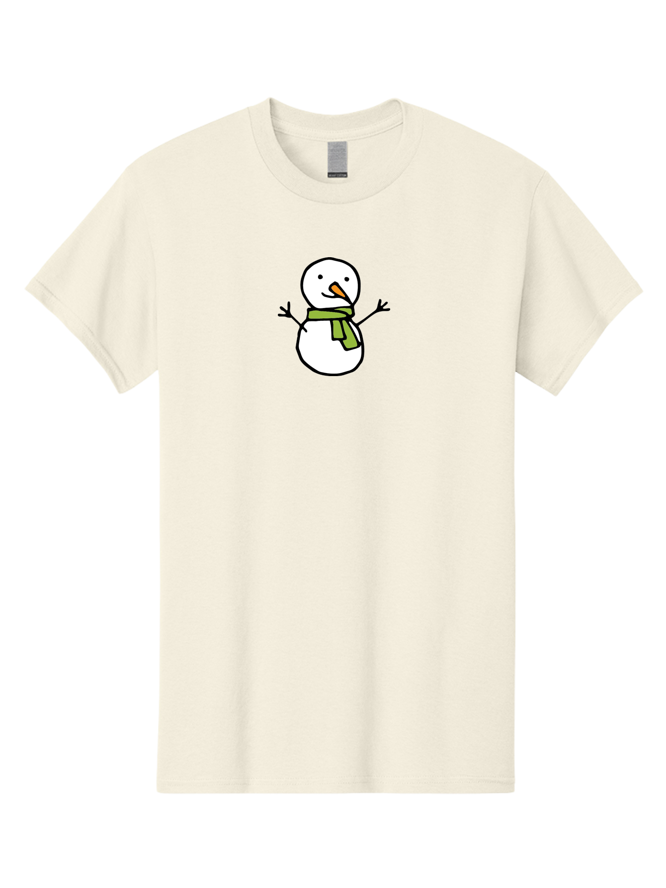 Snowman-4 Men'S Graphic Tee, 100% Cotton, Comfortable Casual Summer Wear, Machine Washable, Cartoon Snowman, Smiling Snowman, Winter Character, Green Scarf, Orange Nose, Friendly Snowman, Christmas Character, Digital Illustration, Aab127