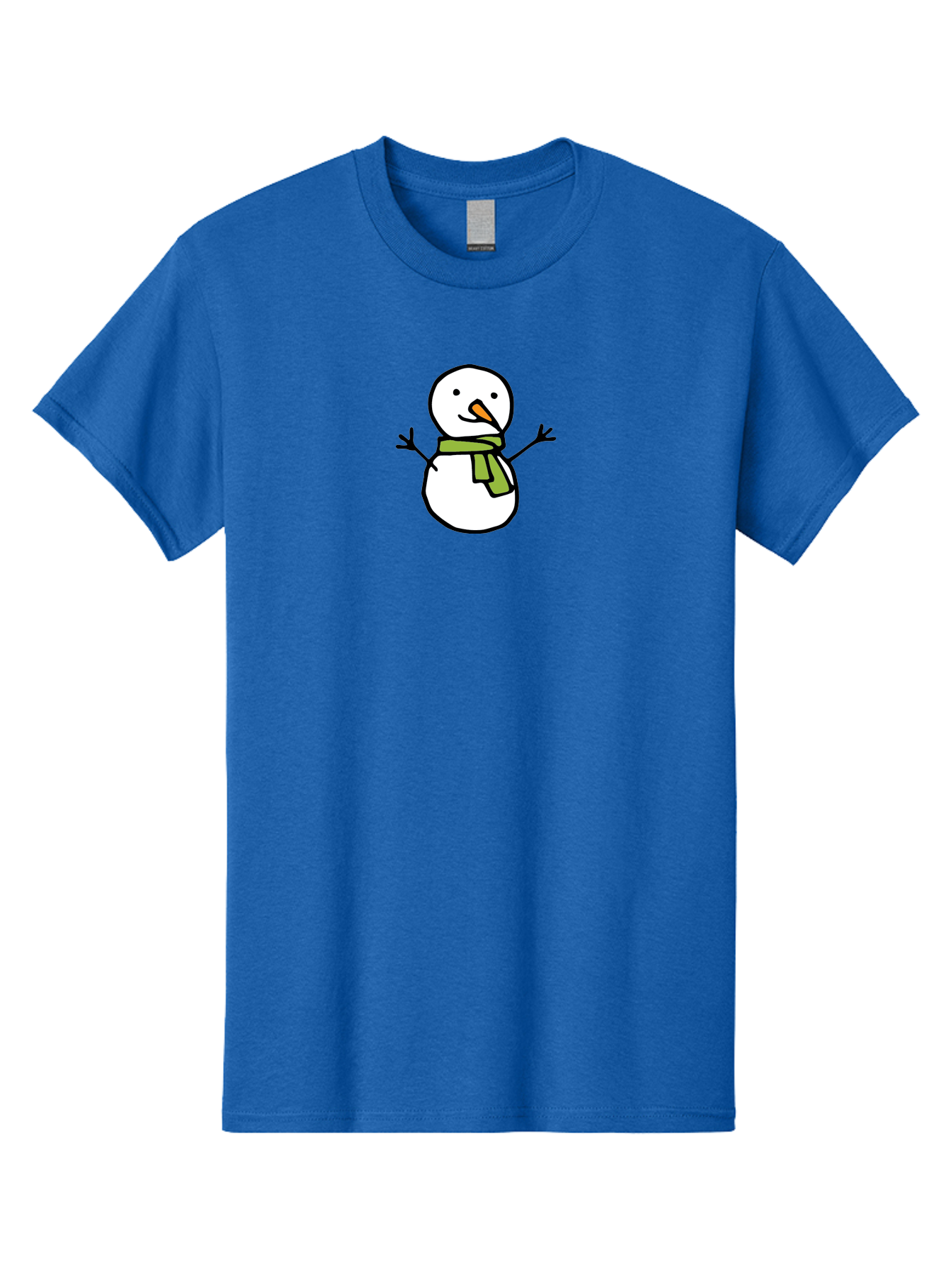 Snowman-4 Men'S Graphic Tee, 100% Cotton, Comfortable Casual Summer Wear, Machine Washable, Cartoon Snowman, Smiling Snowman, Winter Character, Green Scarf, Orange Nose, Friendly Snowman, Christmas Character, Digital Illustration, Aab127