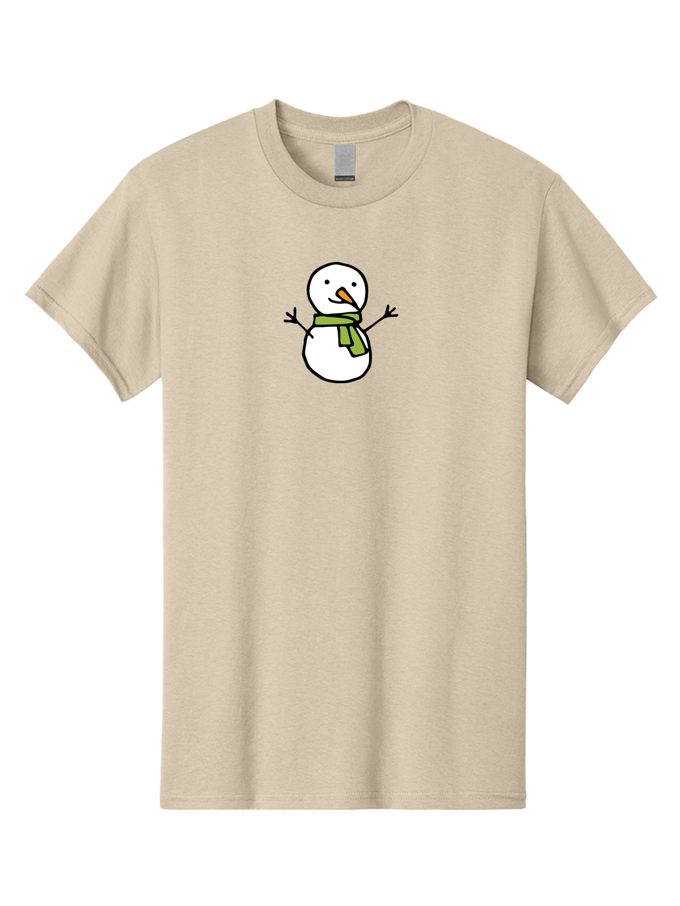 Snowman-4 Men'S Graphic Tee, 100% Cotton, Comfortable Casual Summer Wear, Machine Washable, Cartoon Snowman, Smiling Snowman, Winter Character, Green Scarf, Orange Nose, Friendly Snowman, Christmas Character, Digital Illustration, Aab127