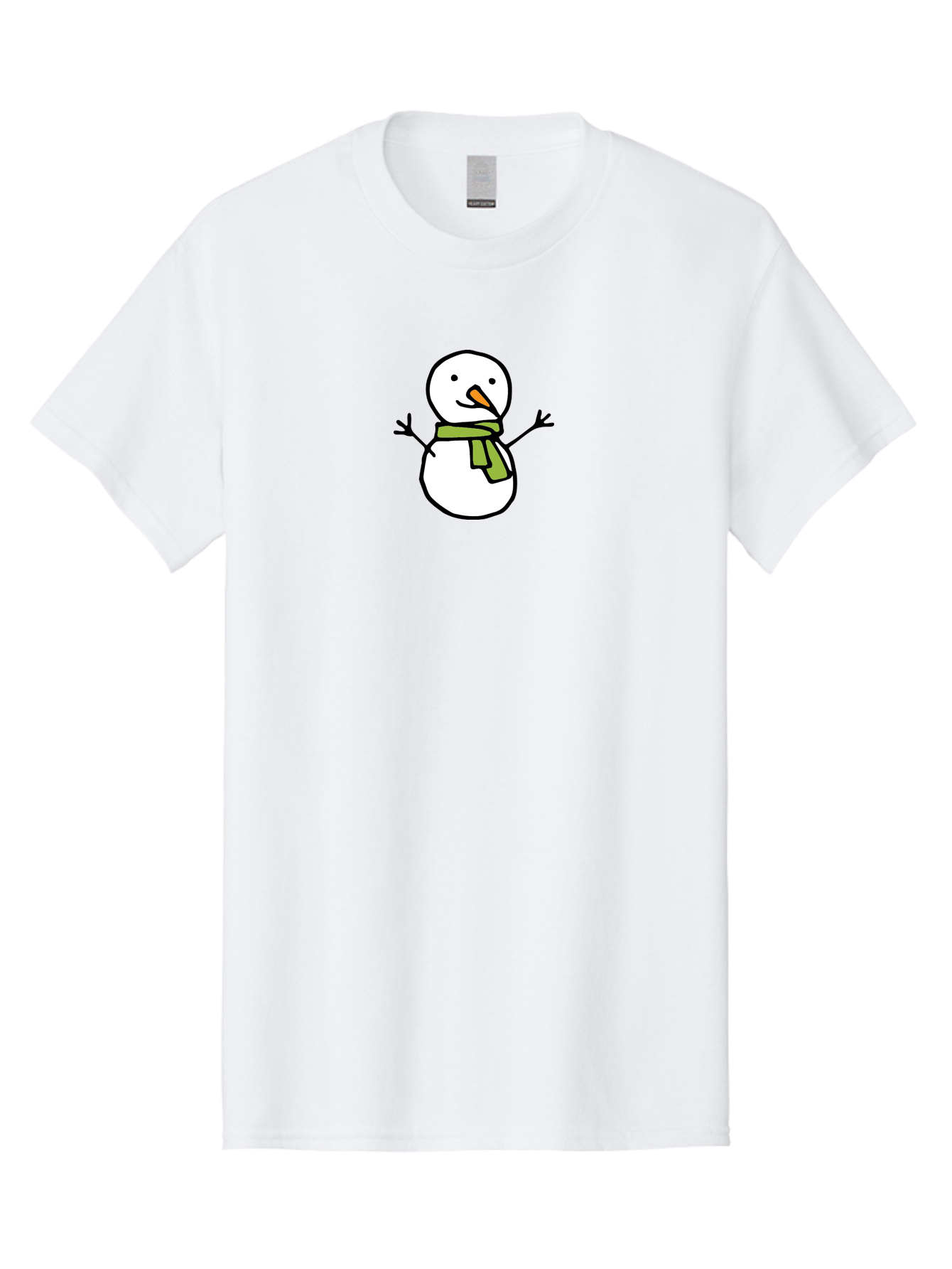 Snowman-4 Men'S Graphic Tee, 100% Cotton, Comfortable Casual Summer Wear, Machine Washable, Cartoon Snowman, Smiling Snowman, Winter Character, Green Scarf, Orange Nose, Friendly Snowman, Christmas Character, Digital Illustration, Aab127