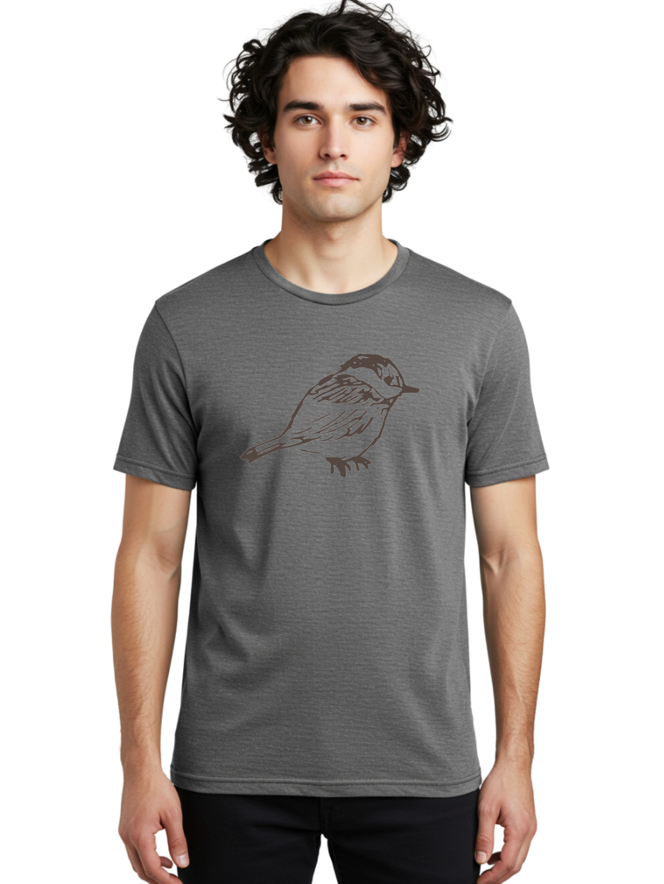 Sparrow Men'S Graphic Tee, 100% Cotton, Comfortable Casual Summer Wear, Machine Washable, Simple Bird, Illustration Art, Minimalist Design, Animal Graphics, Wildlife Illustration, Bird Species Aab130