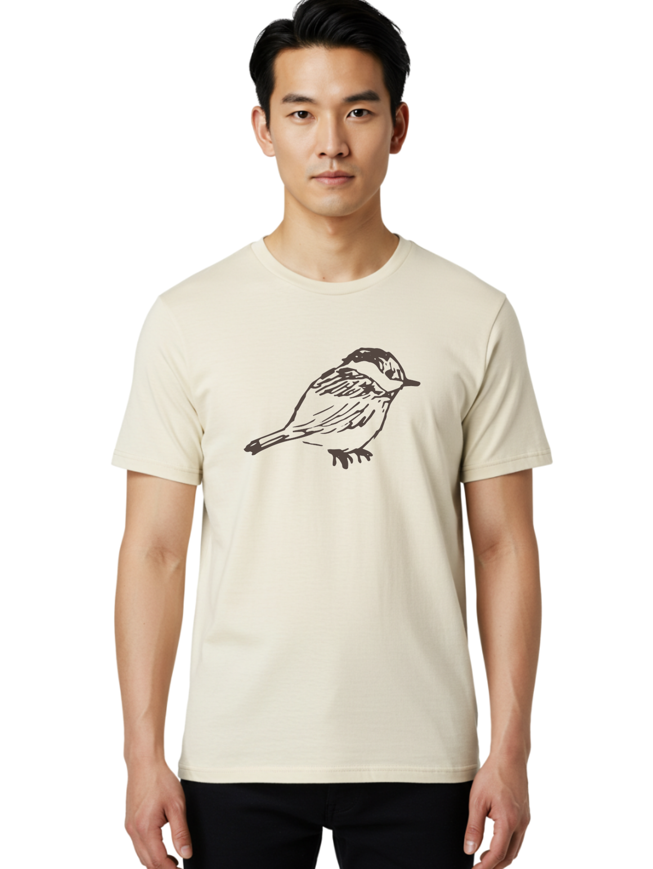 Sparrow Men'S Graphic Tee, 100% Cotton, Comfortable Casual Summer Wear, Machine Washable, Simple Bird, Illustration Art, Minimalist Design, Animal Graphics, Wildlife Illustration, Bird Species Aab130