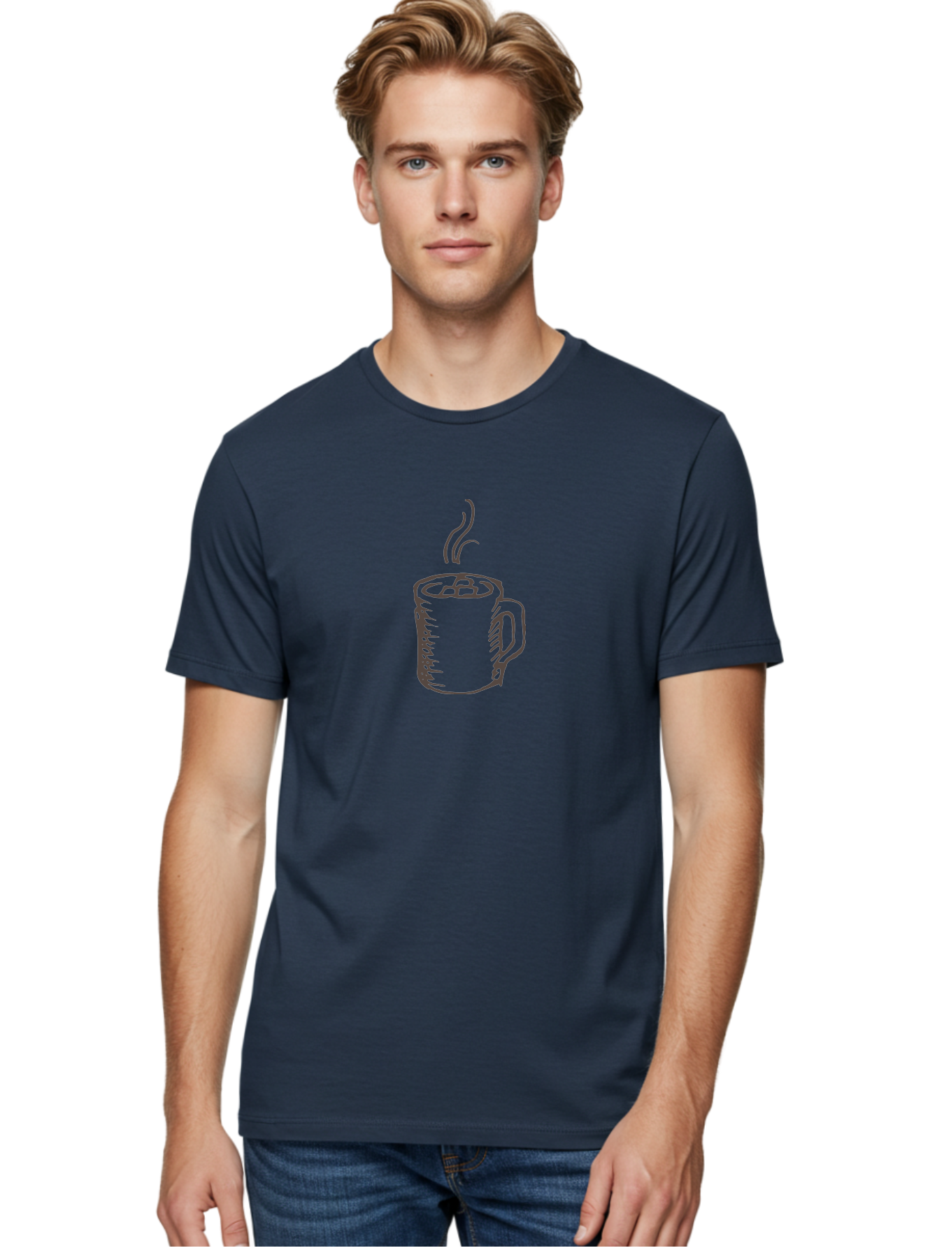 Steaming-Coffee-Mug Men'S Graphic Tee, 100% Cotton, Comfortable Casual Summer Wear, Machine Washable, Hot Beverage, Coffee Mug, Steaming Drink, Morning Coffee, Daily Grind, Cozy Morning, Warm Drink Aab137