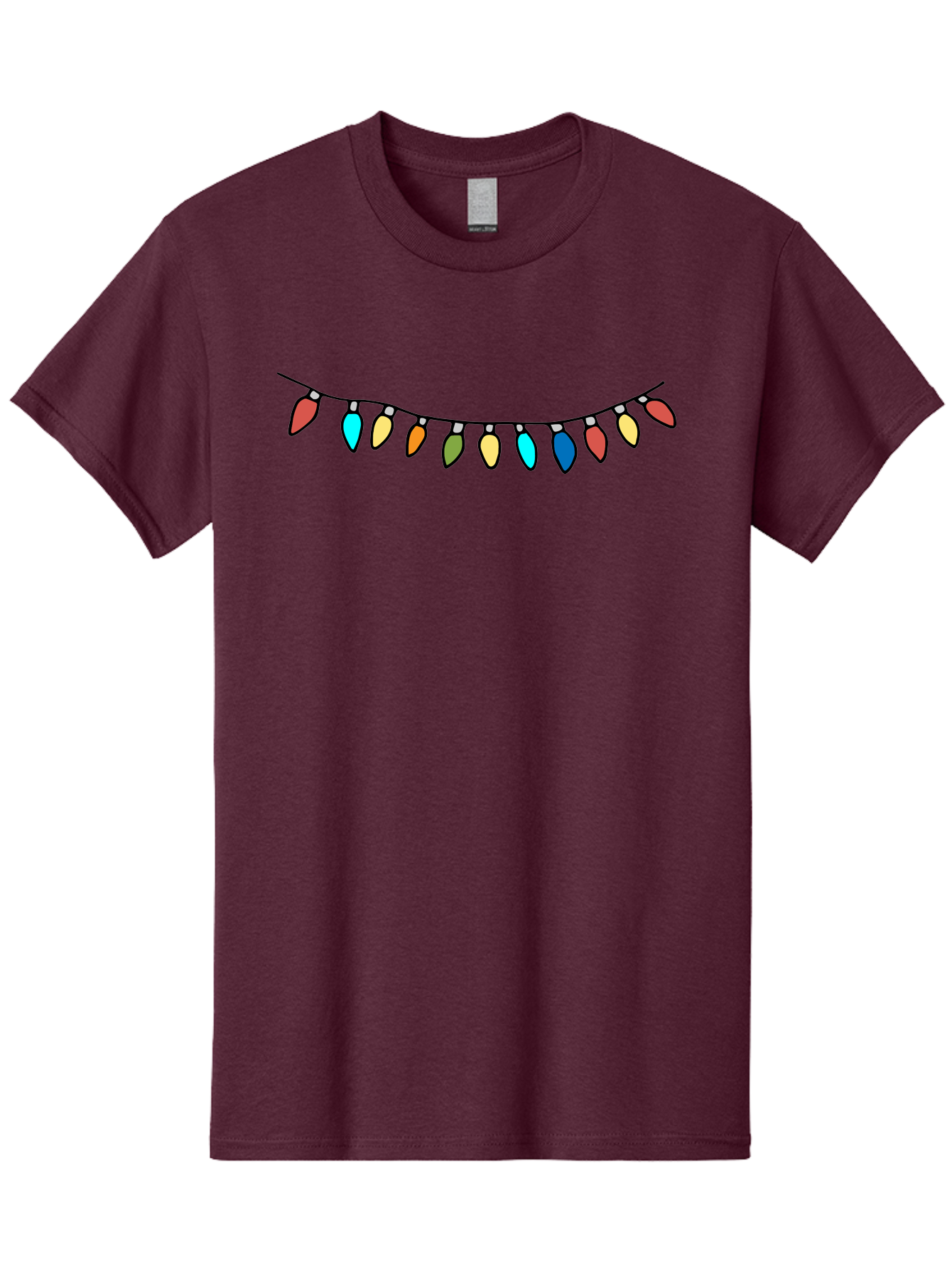 String-Lights Men'S Graphic Tee, 100% Cotton, Comfortable Casual Summer Wear, Machine Washable, String Of Christmas Lights, Festive Decorations, Holiday Decor, Colorful Lights, Christmas Celebration, Winter Wonderland, Festive Atmosphere Aab139