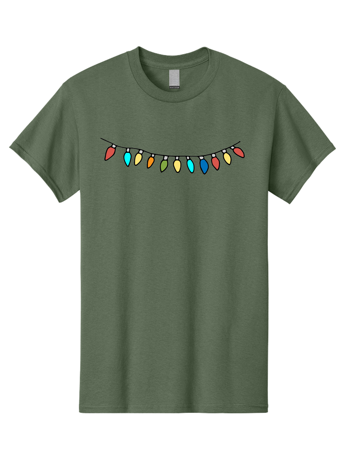 String-Lights Men'S Graphic Tee, 100% Cotton, Comfortable Casual Summer Wear, Machine Washable, String Of Christmas Lights, Festive Decorations, Holiday Decor, Colorful Lights, Christmas Celebration, Winter Wonderland, Festive Atmosphere Aab139
