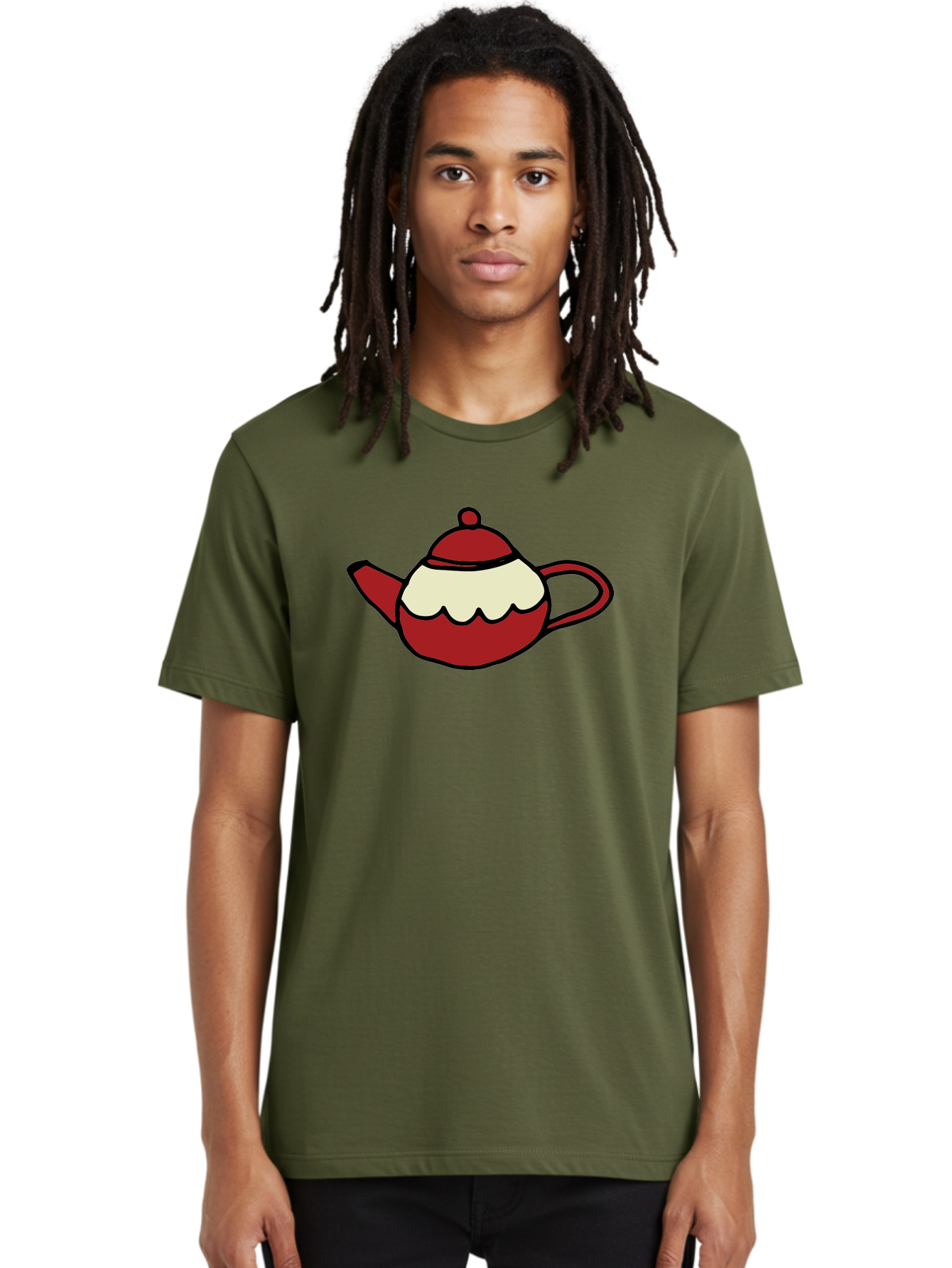 Teapot Men'S Graphic Tee, 100% Cotton, Comfortable Casual Summer Wear, Machine Washable, Teapot, Red Teapot, Cartoon Teapot, Tea, Beverage, Hospitality, Comfort, Whimsical Illustration, Tea Party, Digital Art Aab142