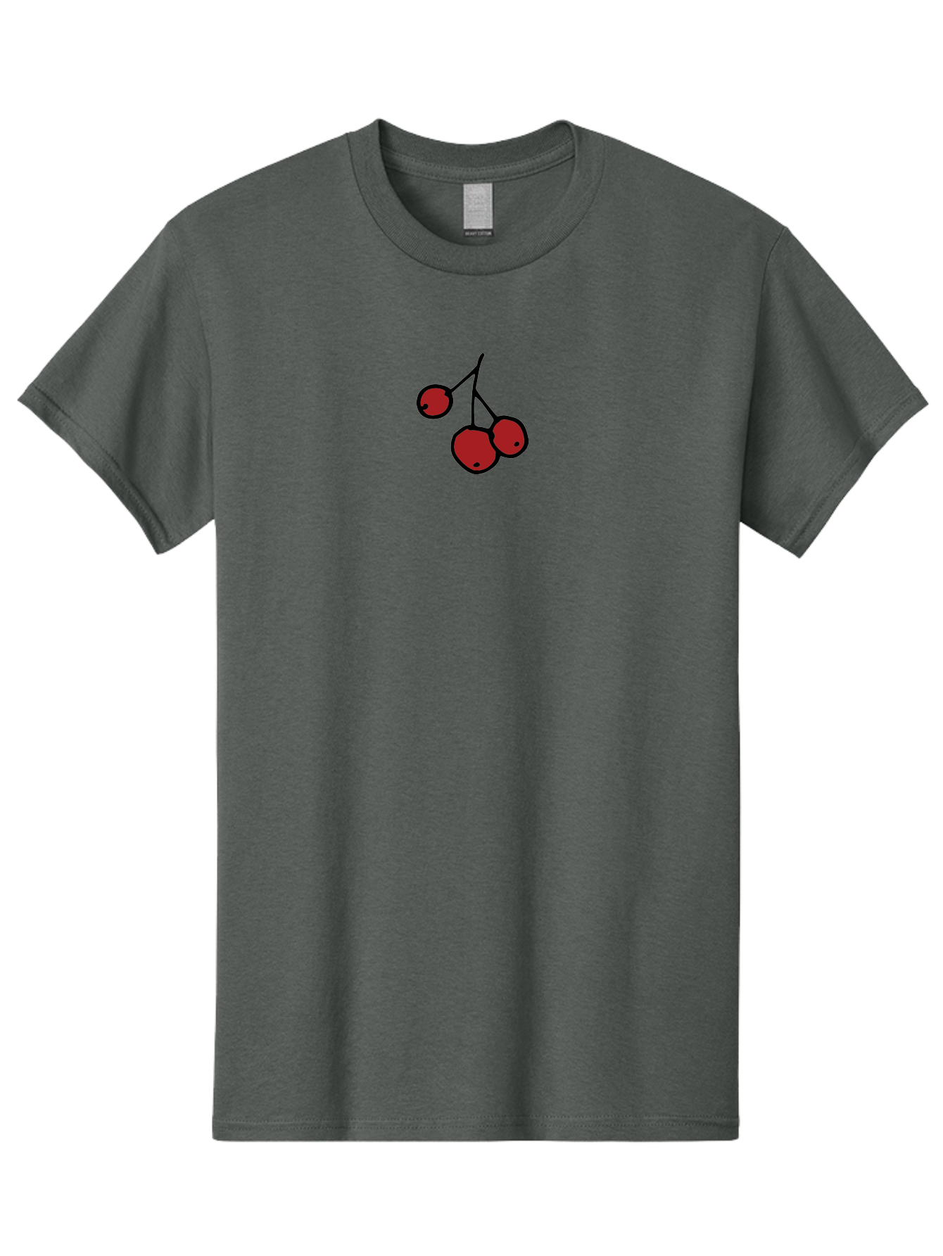 Three-Cherries Men'S Graphic Tee, 100% Cotton, Comfortable Casual Summer Wear, Machine Washable, Red Cherries, Simple Drawing, Cartoon Style, Sweet Fruit, Bold Lines, Black Stems, Ripe Cherries, Minimalist Design, Digital Art Aab143