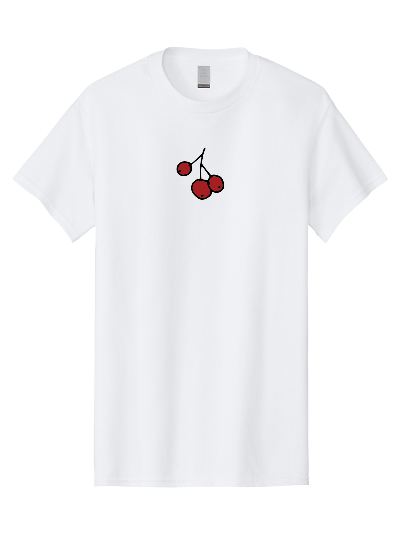 Three-Cherries Men'S Graphic Tee, 100% Cotton, Comfortable Casual Summer Wear, Machine Washable, Red Cherries, Simple Drawing, Cartoon Style, Sweet Fruit, Bold Lines, Black Stems, Ripe Cherries, Minimalist Design, Digital Art Aab143