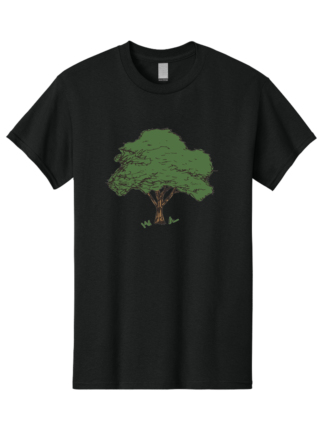 Tree-1 Men'S Graphic Tee, 100% Cotton, Comfortable Casual Summer Wear, Machine Washable, Simple Tree Illustration, Minimalist Design, Dark Green Foliage, Brown Trunk, Simple Branches, Whimsical Art, Digital Drawing, Abstract Tree, Aab147