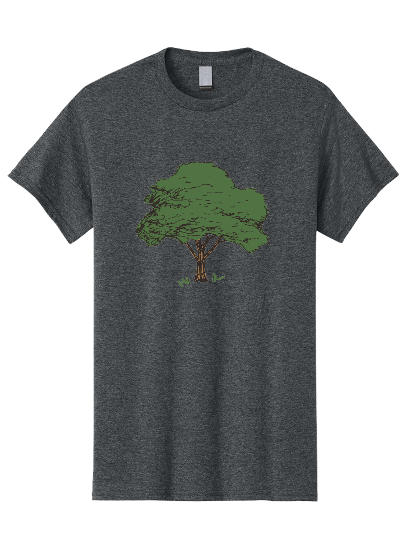 Tree-1 Men'S Graphic Tee, 100% Cotton, Comfortable Casual Summer Wear, Machine Washable, Simple Tree Illustration, Minimalist Design, Dark Green Foliage, Brown Trunk, Simple Branches, Whimsical Art, Digital Drawing, Abstract Tree, Aab147
