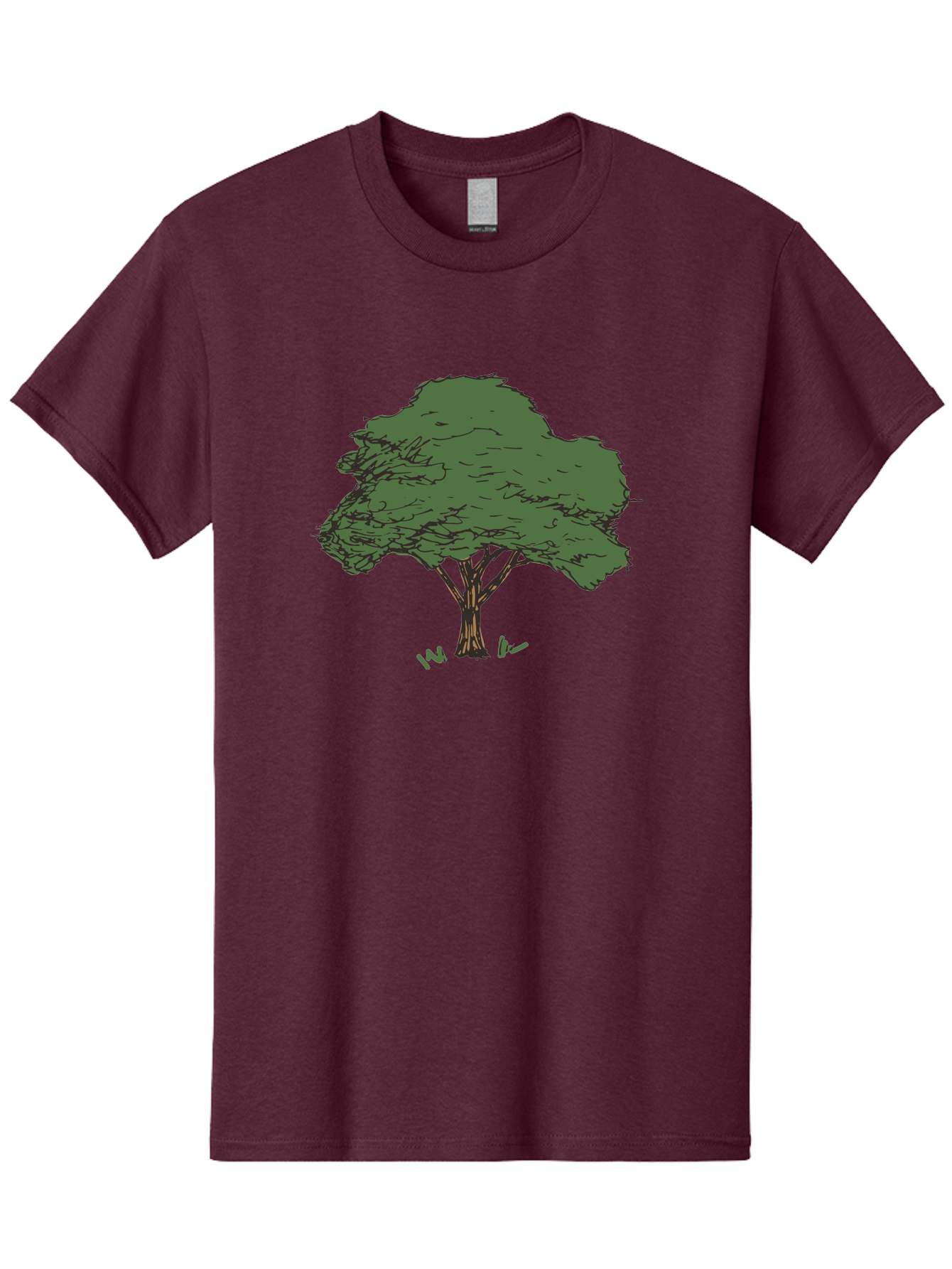 Tree-1 Men'S Graphic Tee, 100% Cotton, Comfortable Casual Summer Wear, Machine Washable, Simple Tree Illustration, Minimalist Design, Dark Green Foliage, Brown Trunk, Simple Branches, Whimsical Art, Digital Drawing, Abstract Tree, Aab147