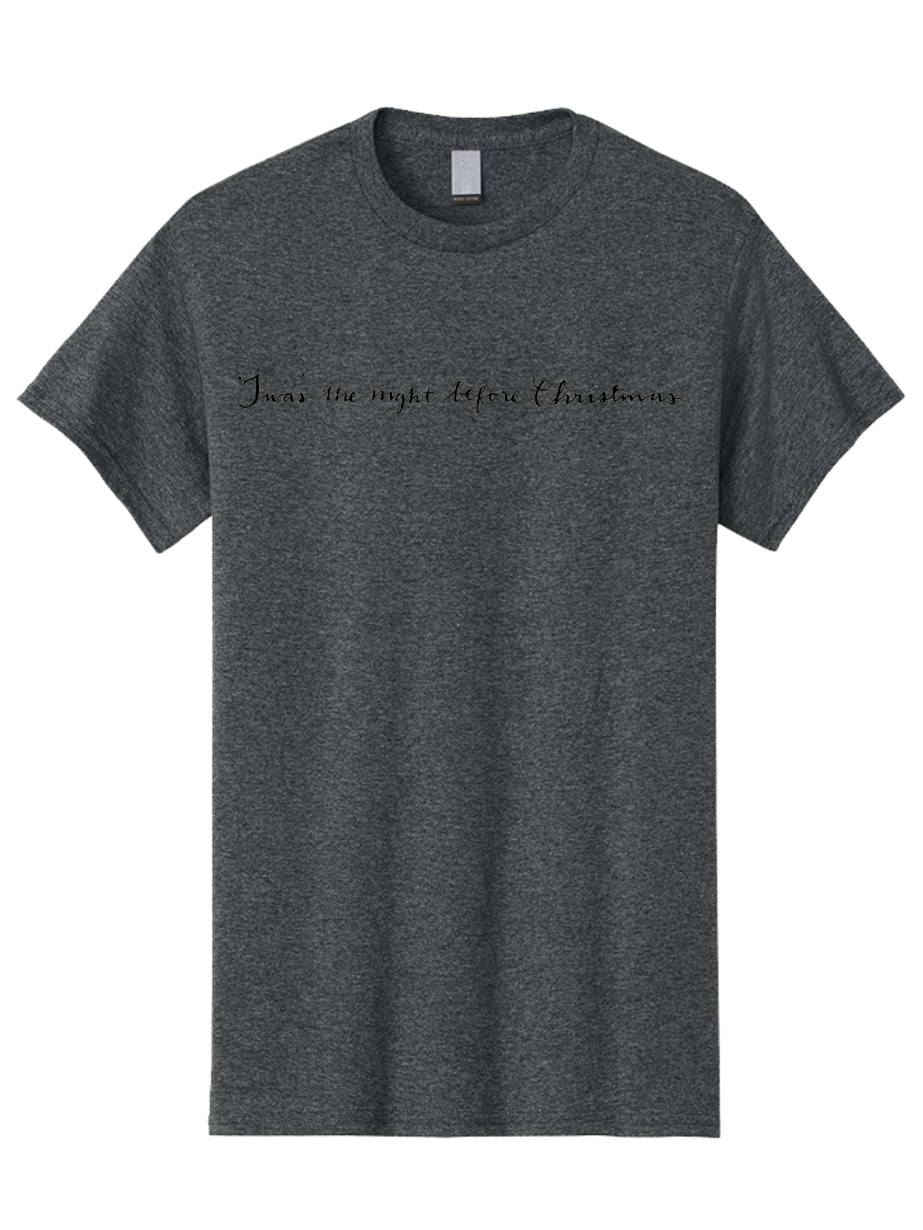 Twas-Night-Before-Christmas Men'S Graphic Tee, 100% Cotton, Comfortable Casual Summer Wear, Machine Washable, Classic Christmas Quote, Holiday Phrase, Festive Sayings, Black Cursive Text, Christmas Eve, Holiday Season, Winter Wonderland, Aab151