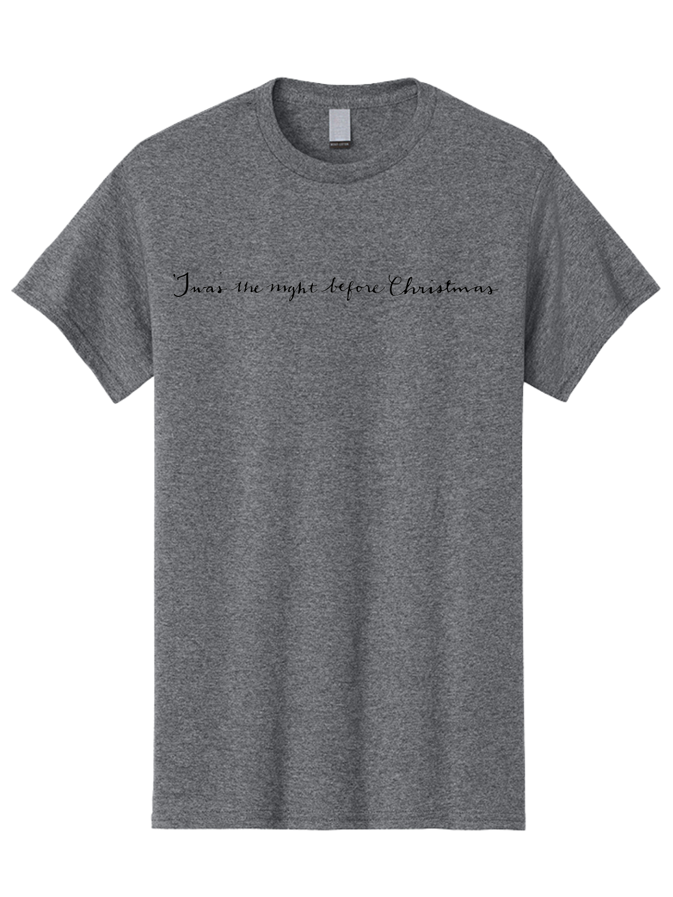 Twas-Night-Before-Christmas Men'S Graphic Tee, 100% Cotton, Comfortable Casual Summer Wear, Machine Washable, Classic Christmas Quote, Holiday Phrase, Festive Sayings, Black Cursive Text, Christmas Eve, Holiday Season, Winter Wonderland, Aab151