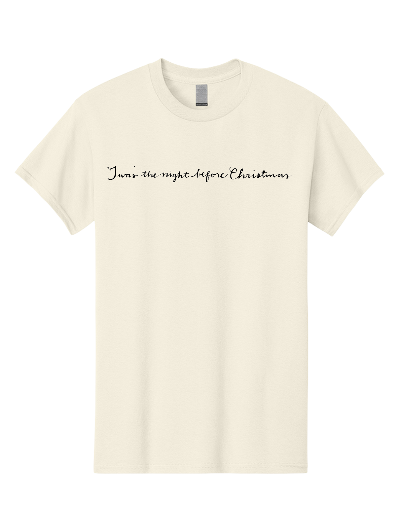 Twas-Night-Before-Christmas Men'S Graphic Tee, 100% Cotton, Comfortable Casual Summer Wear, Machine Washable, Classic Christmas Quote, Holiday Phrase, Festive Sayings, Black Cursive Text, Christmas Eve, Holiday Season, Winter Wonderland, Aab151