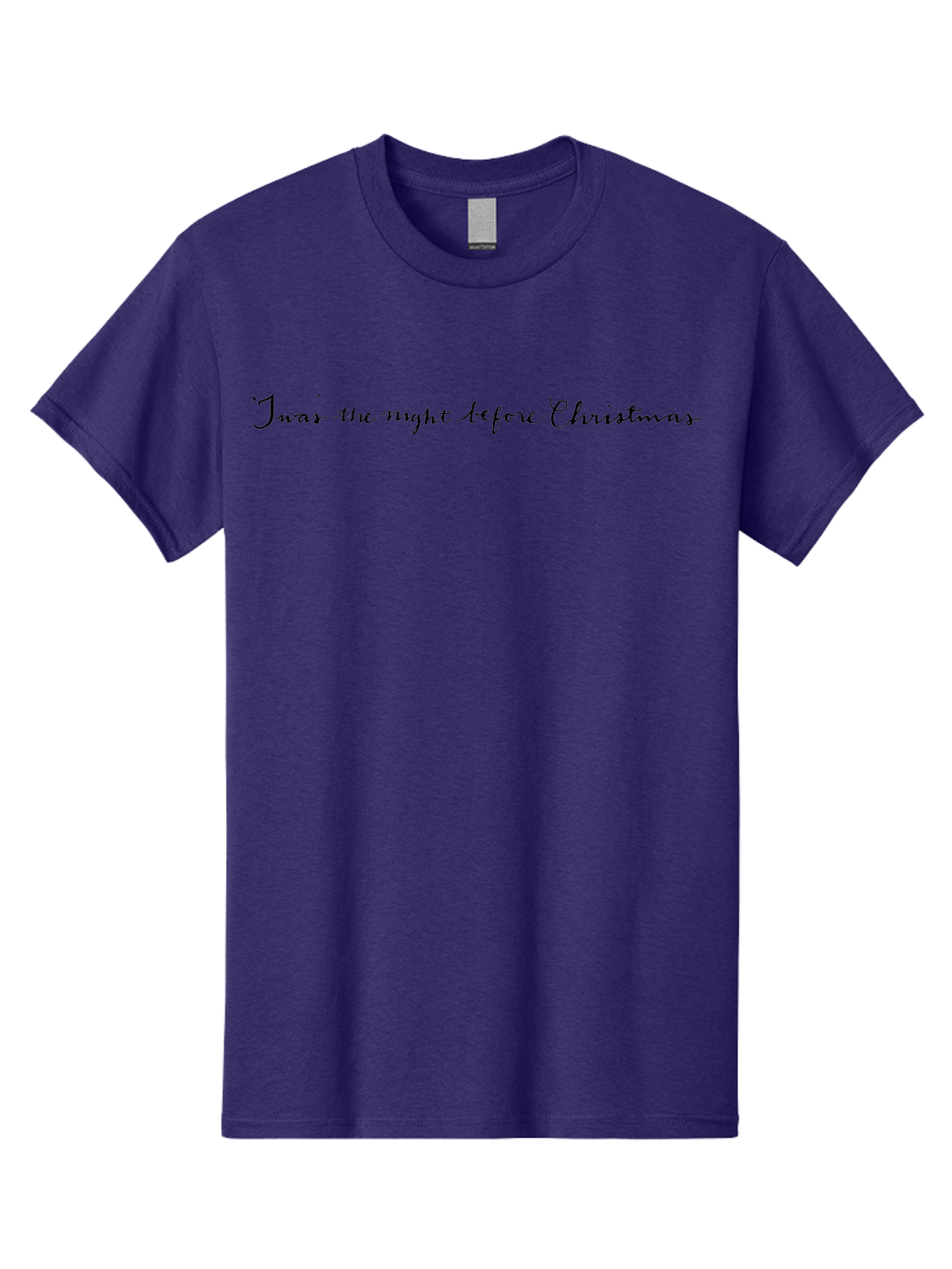 Twas-Night-Before-Christmas Men'S Graphic Tee, 100% Cotton, Comfortable Casual Summer Wear, Machine Washable, Classic Christmas Quote, Holiday Phrase, Festive Sayings, Black Cursive Text, Christmas Eve, Holiday Season, Winter Wonderland, Aab151