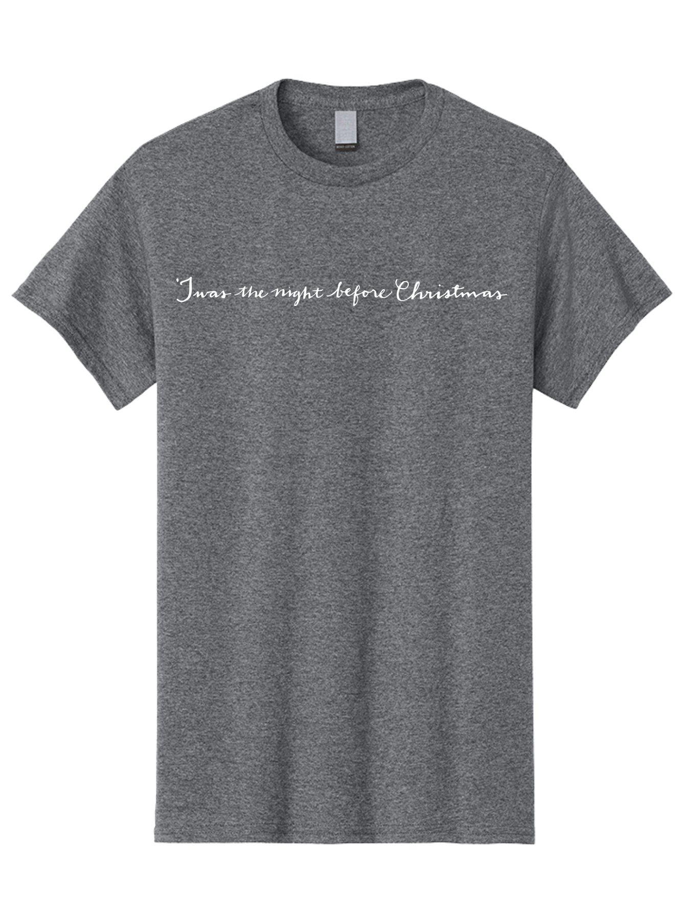 Twas-The-Night-Before-Christmas Men'S Graphic Tee, 100% Cotton, Comfortable Casual Summer Wear, Machine Washable, Christmas Quote, Festive Phrase, Holiday Cheer, White Cursive Text, Christmas Eve, Winter Wonderland, Seasonal Greetings Aab152