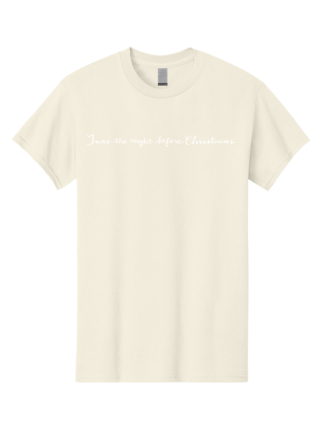 Twas-The-Night-Before-Christmas Men'S Graphic Tee, 100% Cotton, Comfortable Casual Summer Wear, Machine Washable, Christmas Quote, Festive Phrase, Holiday Cheer, White Cursive Text, Christmas Eve, Winter Wonderland, Seasonal Greetings Aab152