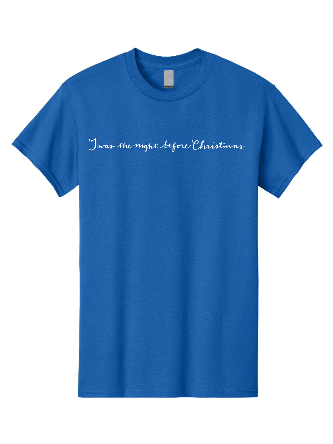 Twas-The-Night-Before-Christmas Men'S Graphic Tee, 100% Cotton, Comfortable Casual Summer Wear, Machine Washable, Christmas Quote, Festive Phrase, Holiday Cheer, White Cursive Text, Christmas Eve, Winter Wonderland, Seasonal Greetings Aab152
