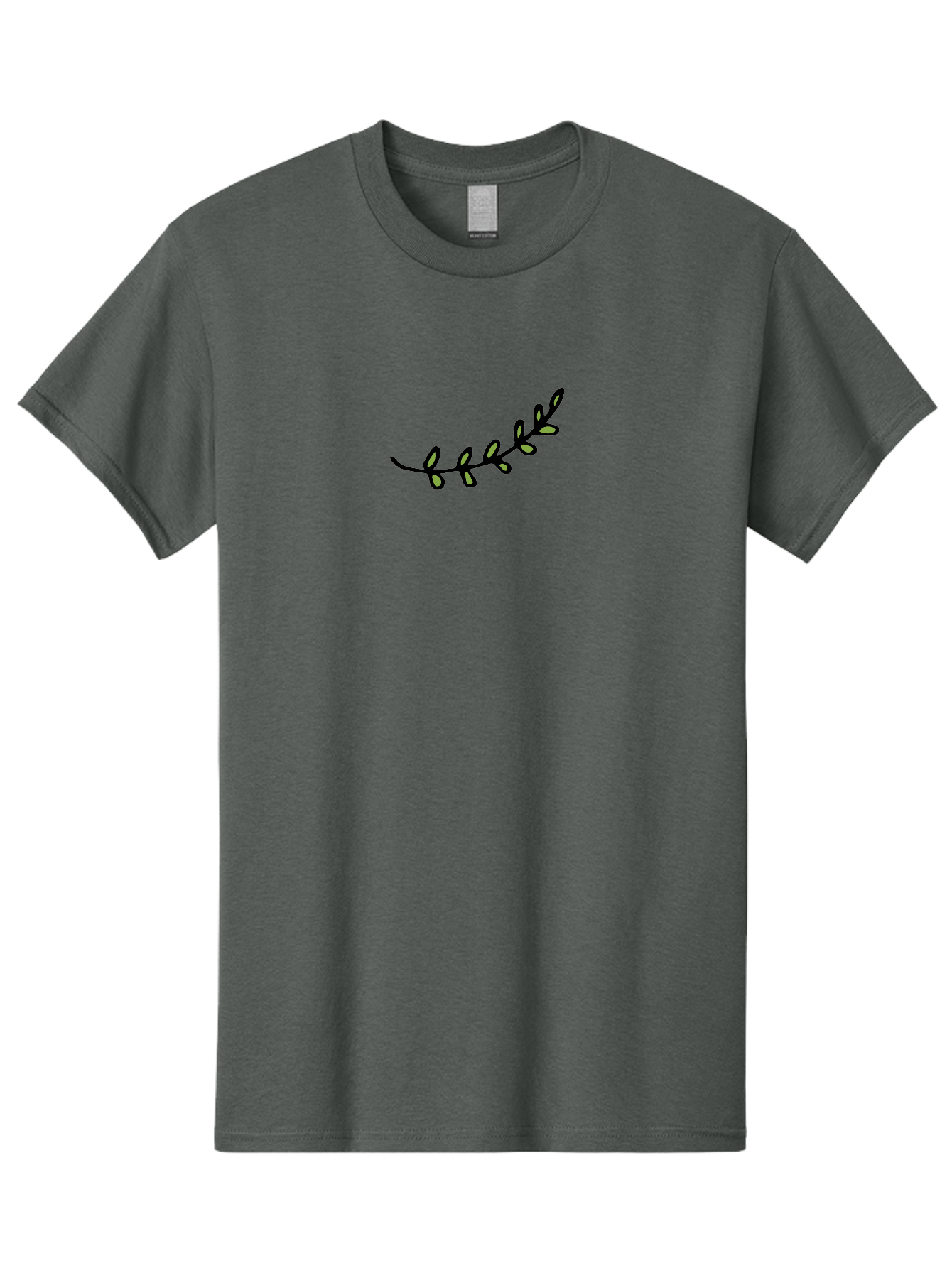 Vine-Branch Men'S Graphic Tee, 100% Cotton, Comfortable Casual Summer Wear, Machine Washable, Hand-Drawn Vine, Black Outline, Leaves, Simple Design, Minimalist Art, Elegant Decor, Nature-Inspired, Whimsical Illustration Aab155