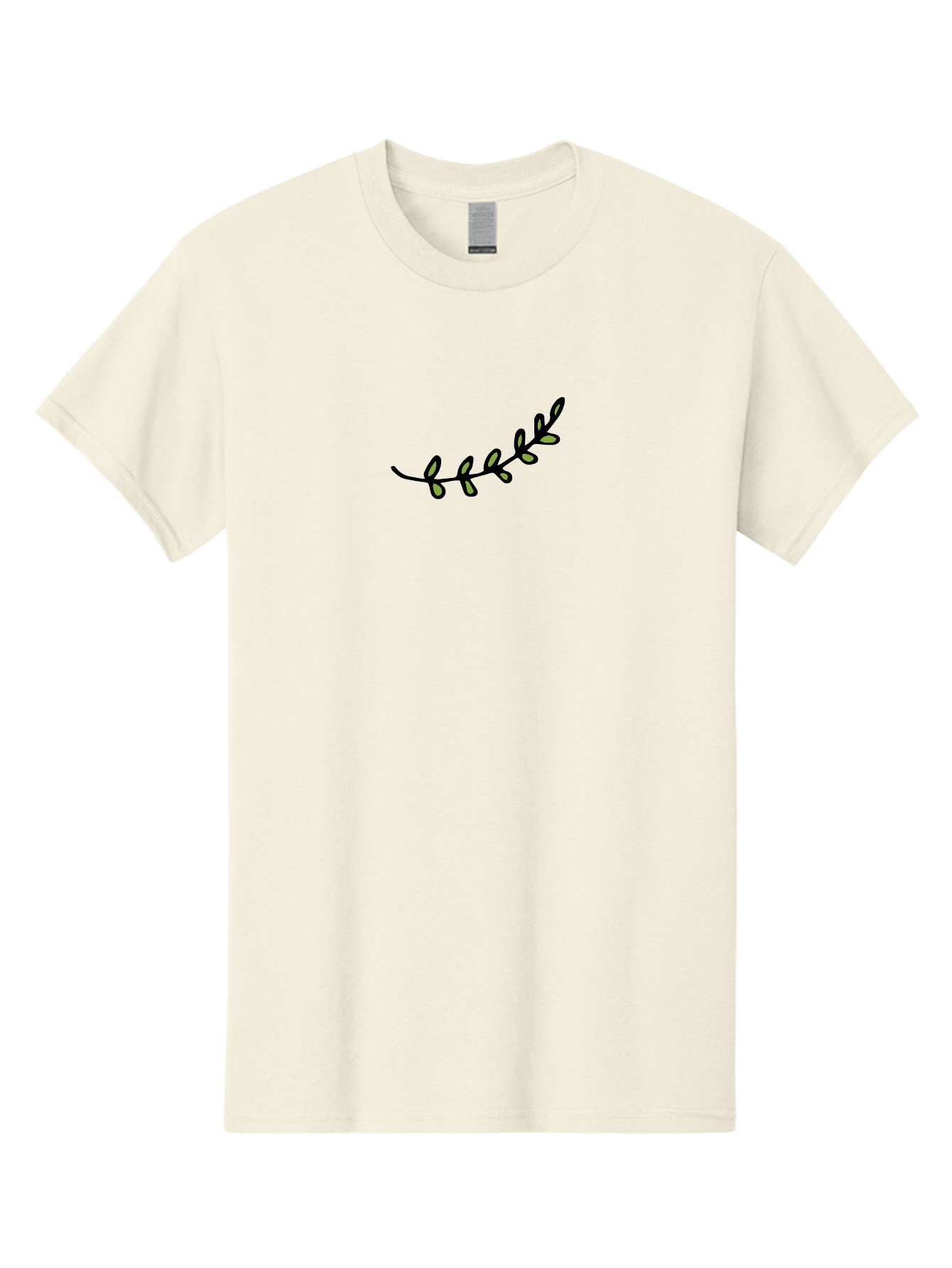 Vine-Branch Men'S Graphic Tee, 100% Cotton, Comfortable Casual Summer Wear, Machine Washable, Hand-Drawn Vine, Black Outline, Leaves, Simple Design, Minimalist Art, Elegant Decor, Nature-Inspired, Whimsical Illustration Aab155
