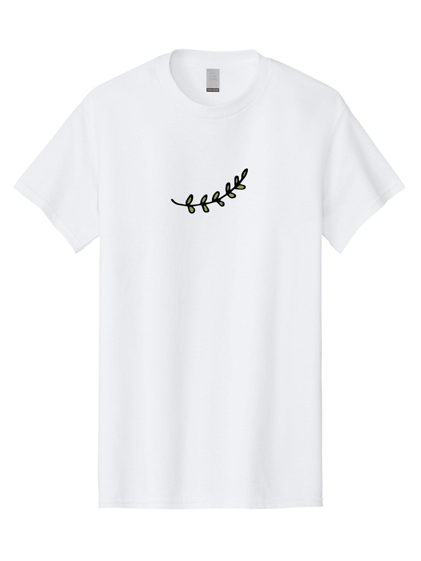 Vine-Branch Men'S Graphic Tee, 100% Cotton, Comfortable Casual Summer Wear, Machine Washable, Hand-Drawn Vine, Black Outline, Leaves, Simple Design, Minimalist Art, Elegant Decor, Nature-Inspired, Whimsical Illustration Aab155