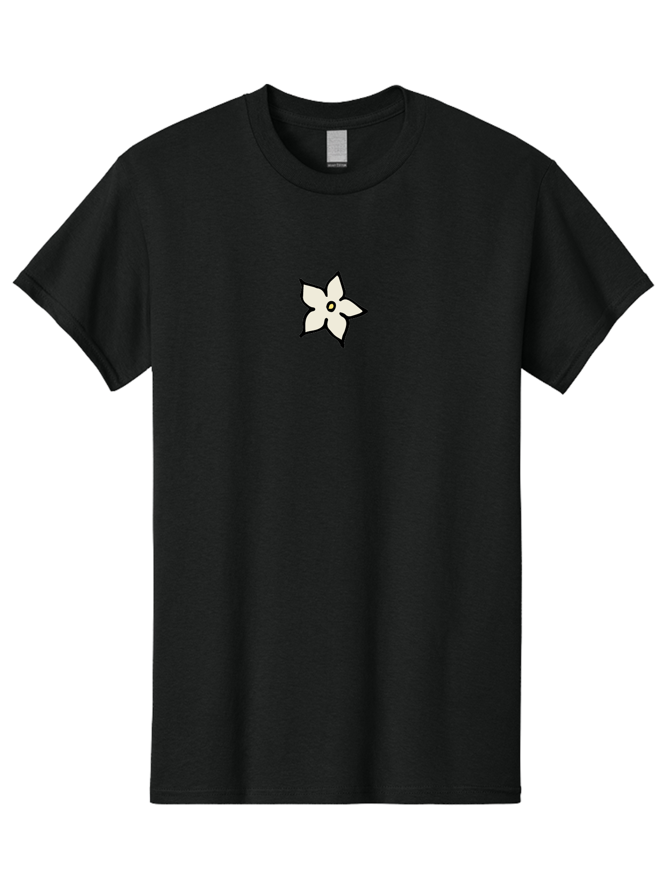 White-Flower Men'S Graphic Tee, 100% Cotton, Comfortable Casual Summer Wear, Machine Washable, Simple White Flower, Minimalist Design, Five-Petaled Flower, Black Outline, Centered Composition, Floral Icon, Cartoon-Style Flower, Simple Graphics Aab162