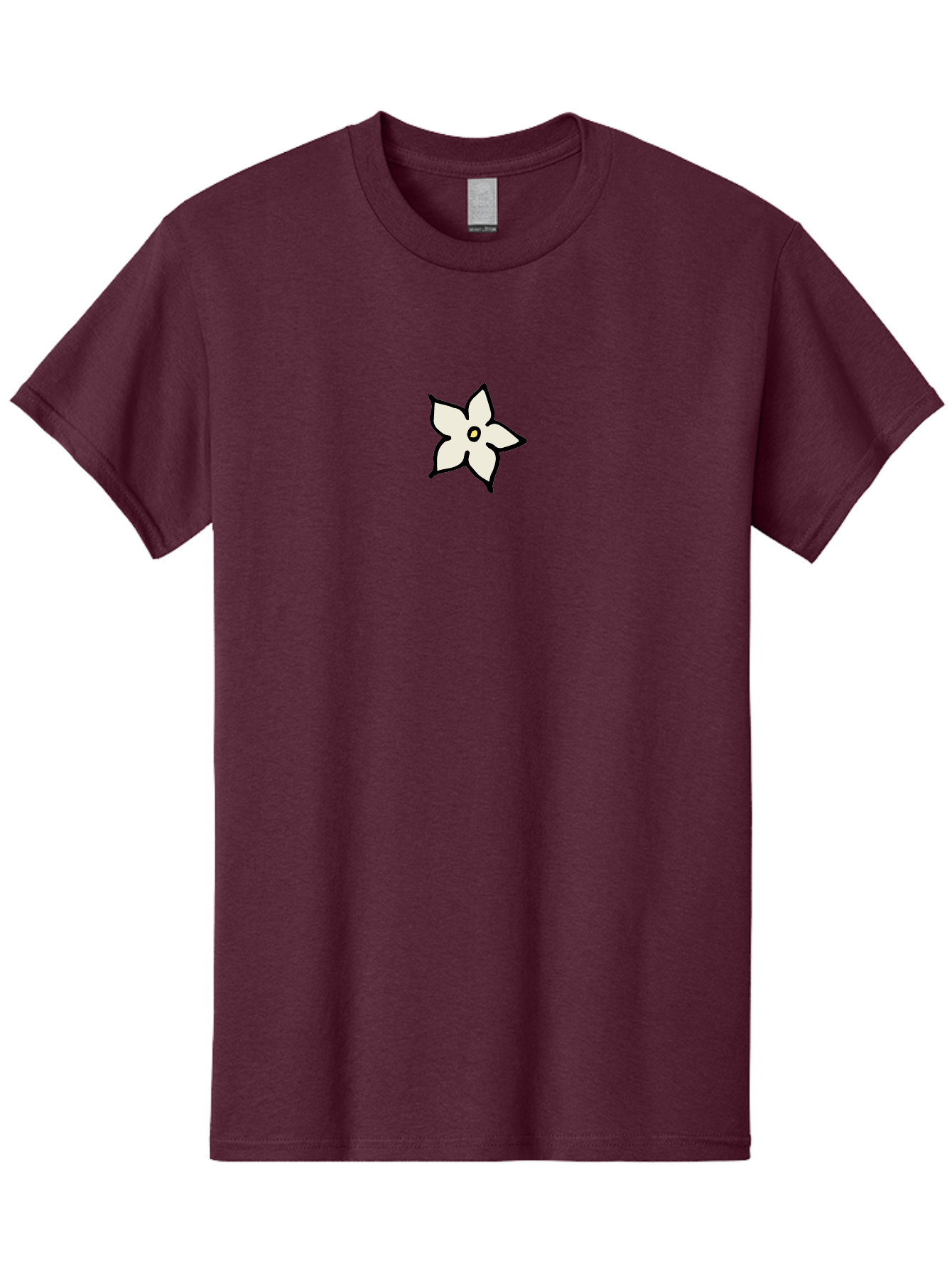 White-Flower Men'S Graphic Tee, 100% Cotton, Comfortable Casual Summer Wear, Machine Washable, Simple White Flower, Minimalist Design, Five-Petaled Flower, Black Outline, Centered Composition, Floral Icon, Cartoon-Style Flower, Simple Graphics Aab162