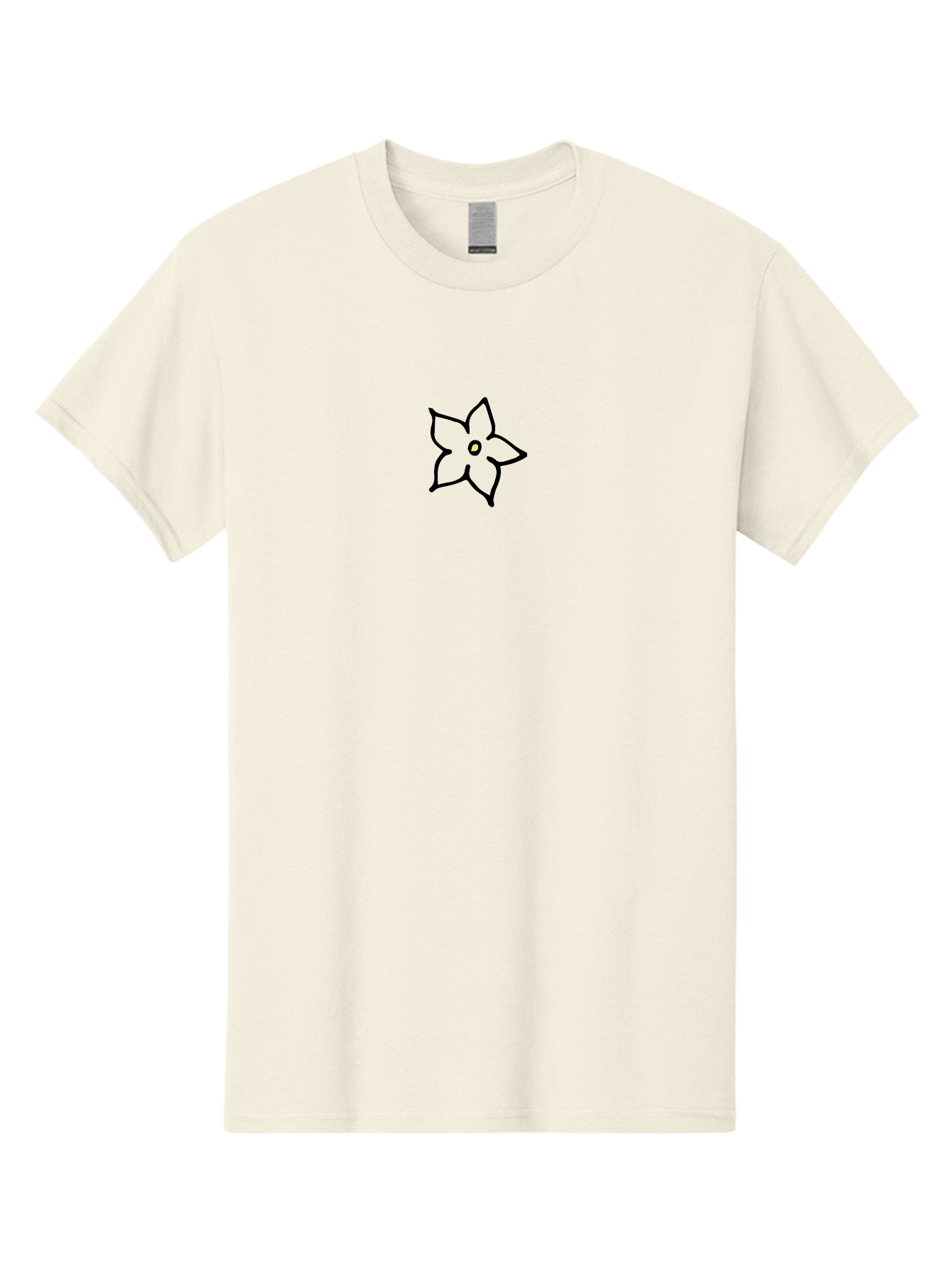 White-Flower Men'S Graphic Tee, 100% Cotton, Comfortable Casual Summer Wear, Machine Washable, Simple White Flower, Minimalist Design, Five-Petaled Flower, Black Outline, Centered Composition, Floral Icon, Cartoon-Style Flower, Simple Graphics Aab162