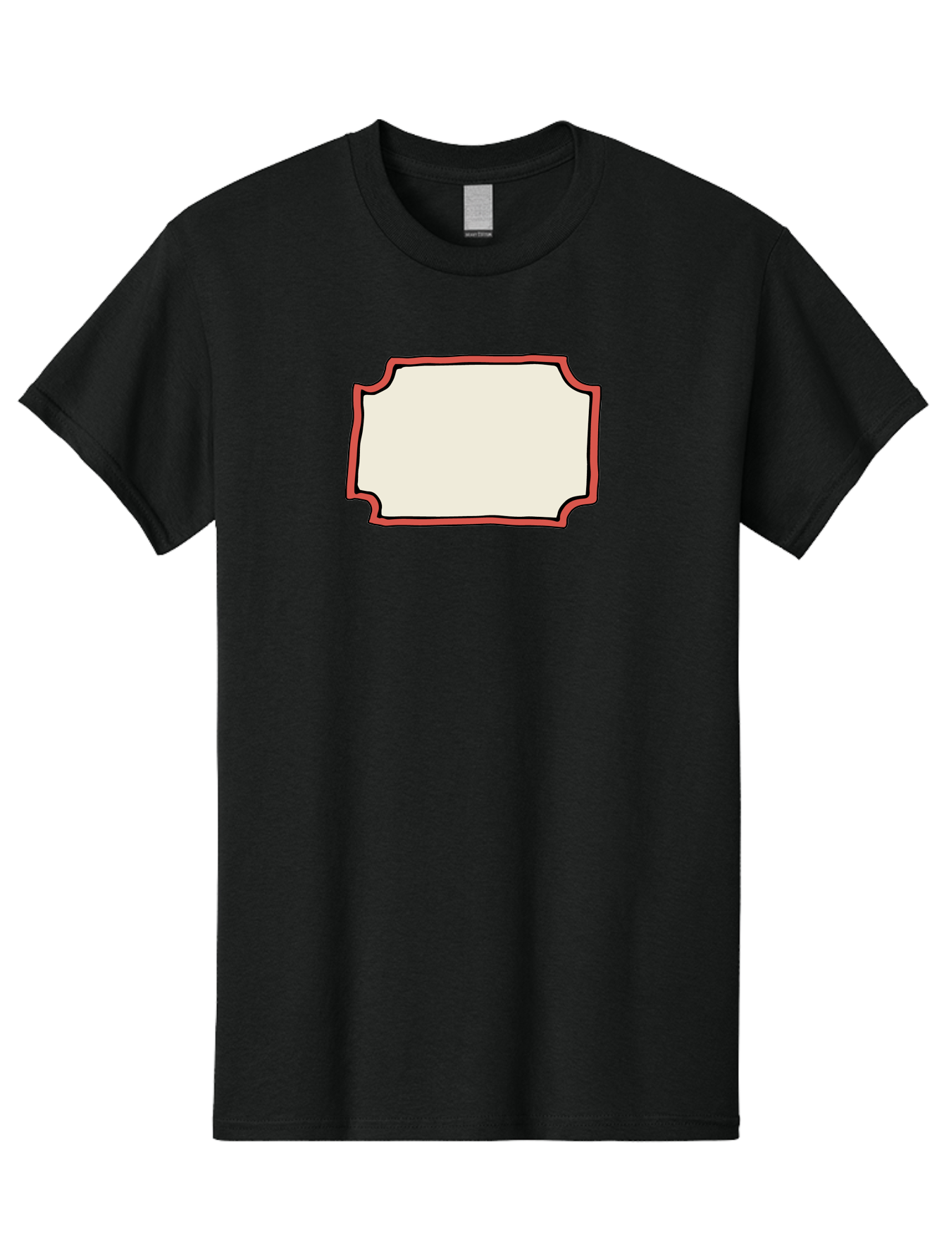 White-Label Men'S Graphic Tee, 100% Cotton, Comfortable Casual Summer Wear, Machine Washable, Blank Sign, Empty Sign, Red Border, White Background, Simple Design, Graphic Element, Customizable Template, Placeholder Text, Signage Mockup Aab163