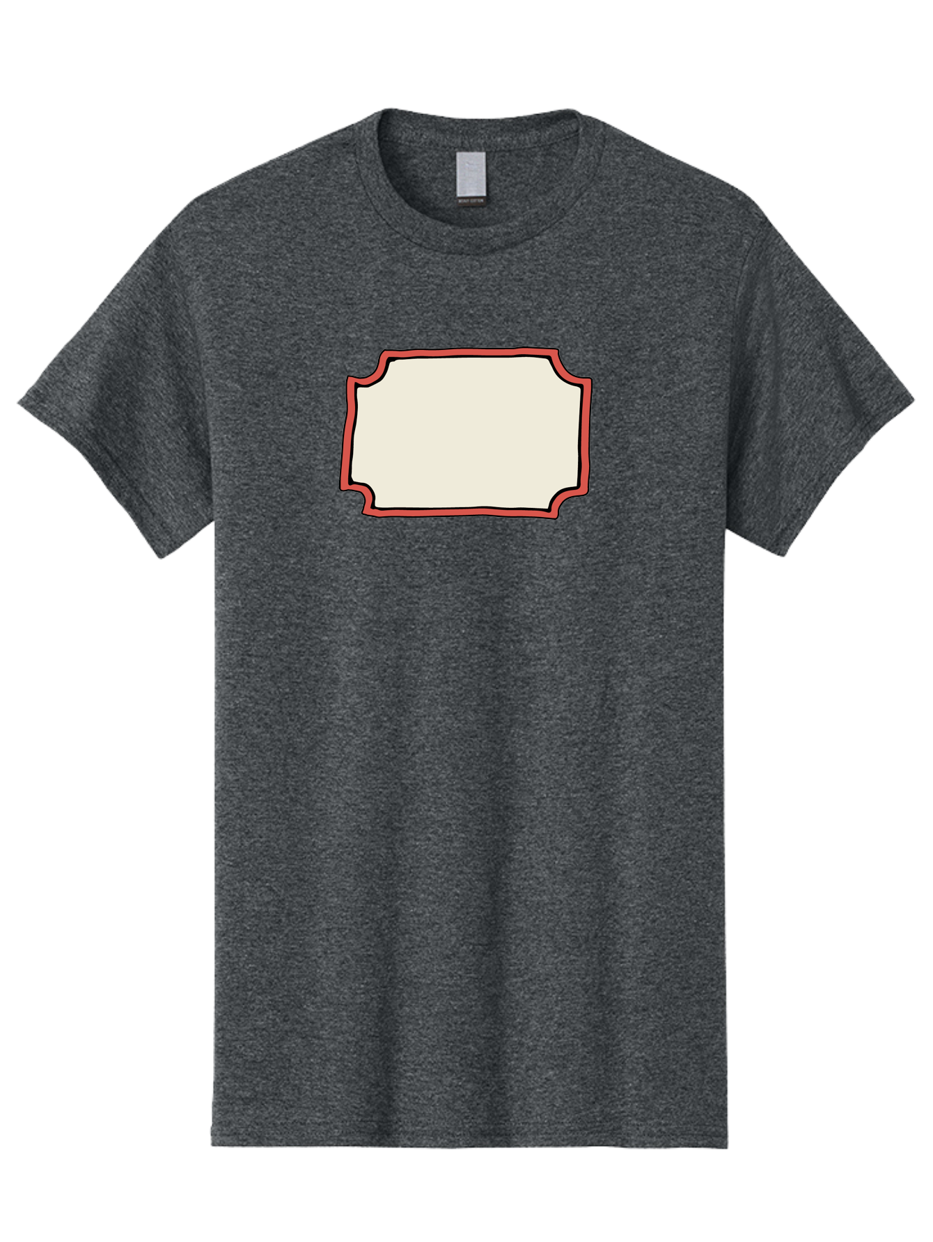 White-Label Men'S Graphic Tee, 100% Cotton, Comfortable Casual Summer Wear, Machine Washable, Blank Sign, Empty Sign, Red Border, White Background, Simple Design, Graphic Element, Customizable Template, Placeholder Text, Signage Mockup Aab163