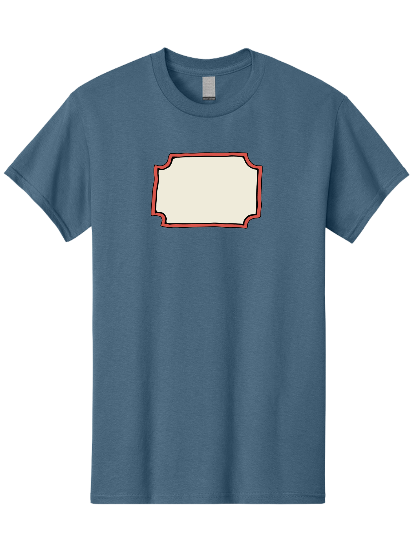 White-Label Men'S Graphic Tee, 100% Cotton, Comfortable Casual Summer Wear, Machine Washable, Blank Sign, Empty Sign, Red Border, White Background, Simple Design, Graphic Element, Customizable Template, Placeholder Text, Signage Mockup Aab163