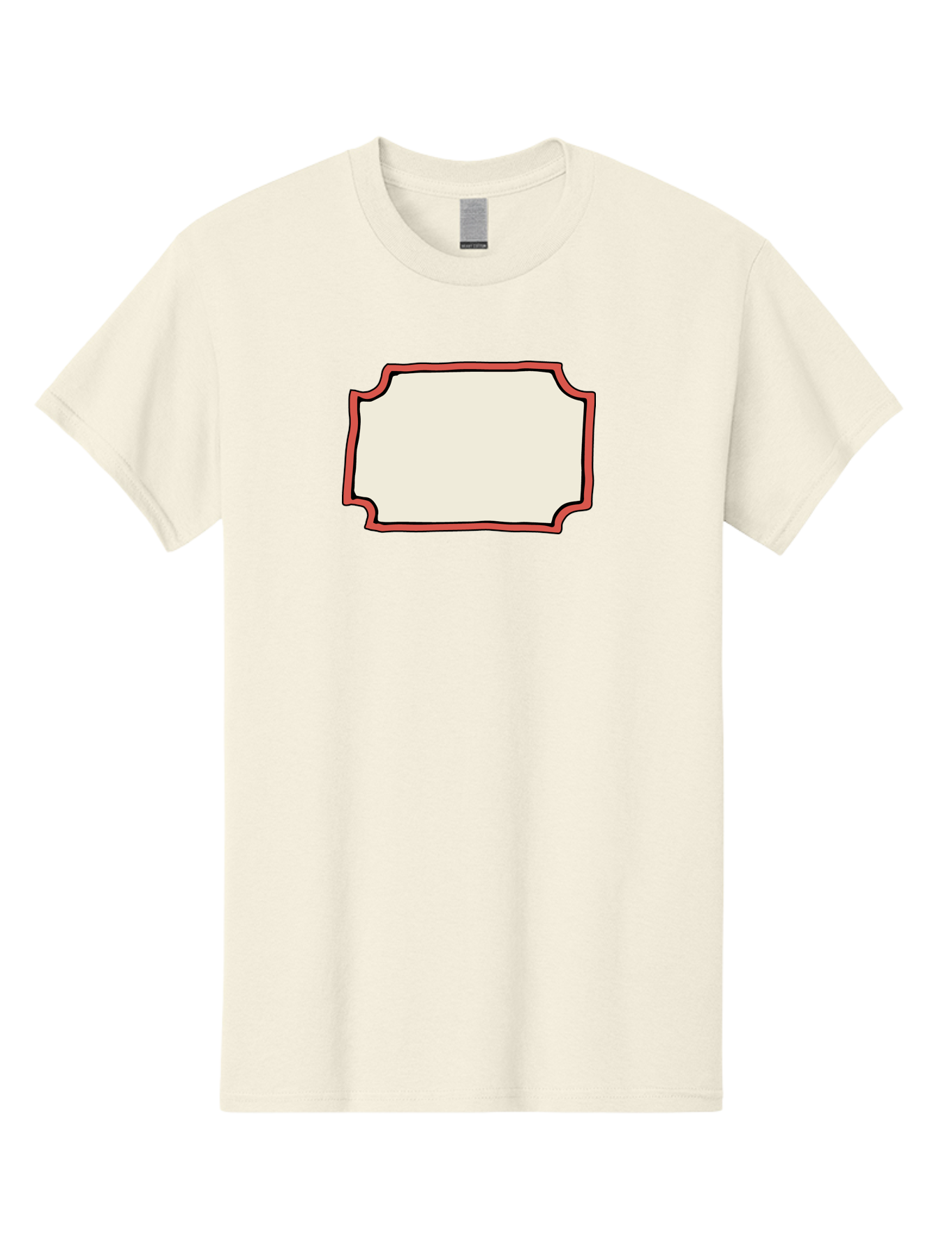 White-Label Men'S Graphic Tee, 100% Cotton, Comfortable Casual Summer Wear, Machine Washable, Blank Sign, Empty Sign, Red Border, White Background, Simple Design, Graphic Element, Customizable Template, Placeholder Text, Signage Mockup Aab163