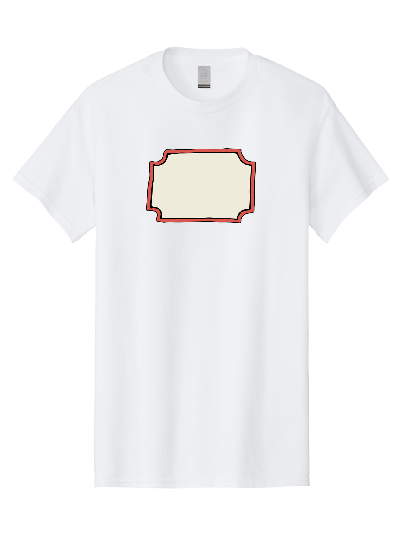White-Label Men'S Graphic Tee, 100% Cotton, Comfortable Casual Summer Wear, Machine Washable, Blank Sign, Empty Sign, Red Border, White Background, Simple Design, Graphic Element, Customizable Template, Placeholder Text, Signage Mockup Aab163
