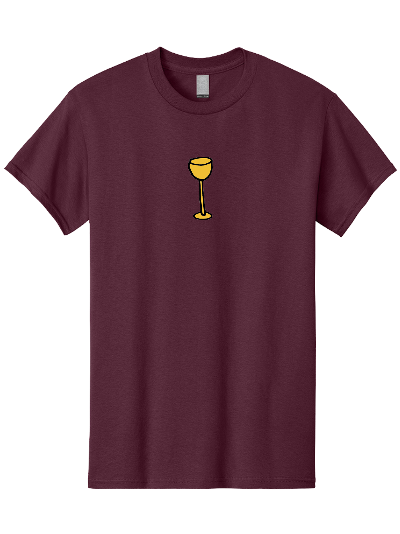 Wine-Glass-1 Men'S Graphic Tee, 100% Cotton, Comfortable Casual Summer Wear, Machine Washable, Wine Glass, Glassware, Fine Dining, Luxury, Elegance, Sophistication, Yellow Wine Glass, Cartoon Illustration, Simple Design Aab167