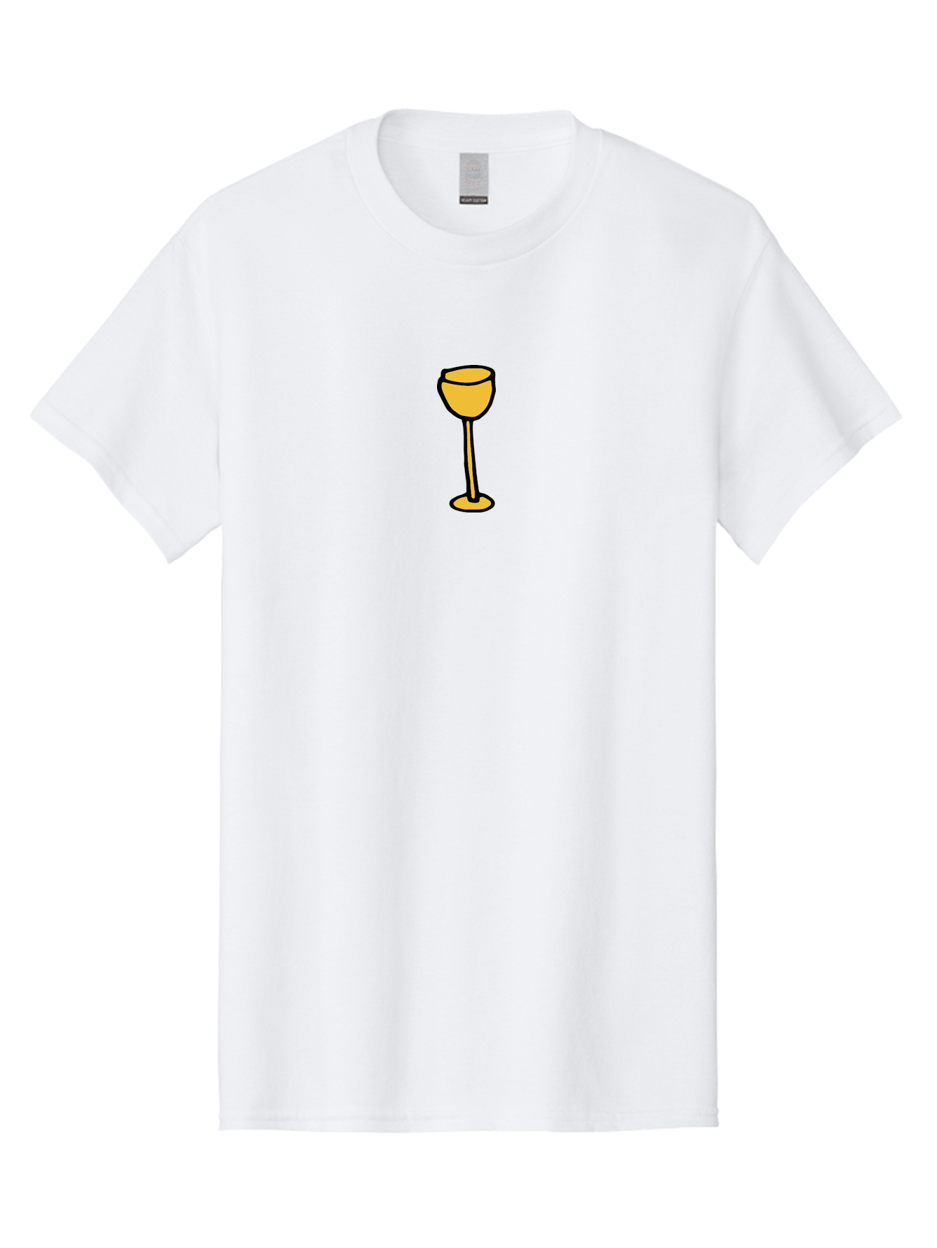 Wine-Glass-1 Men'S Graphic Tee, 100% Cotton, Comfortable Casual Summer Wear, Machine Washable, Wine Glass, Glassware, Fine Dining, Luxury, Elegance, Sophistication, Yellow Wine Glass, Cartoon Illustration, Simple Design Aab167