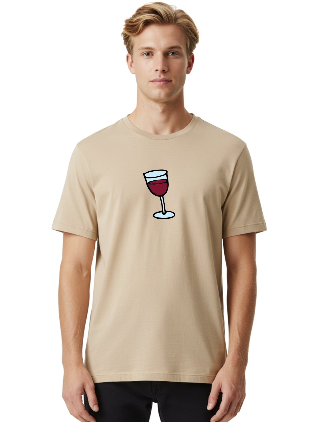 Wine-Glass Men'S Graphic Tee, 100% Cotton, Comfortable Casual Summer Wear, Machine Washable, Red Wine, Wine Glass, Glassware, Fine Wine, Wine Tasting, Elegant Drink, Relaxation, Leisure Activity, Wine Culture Aab168