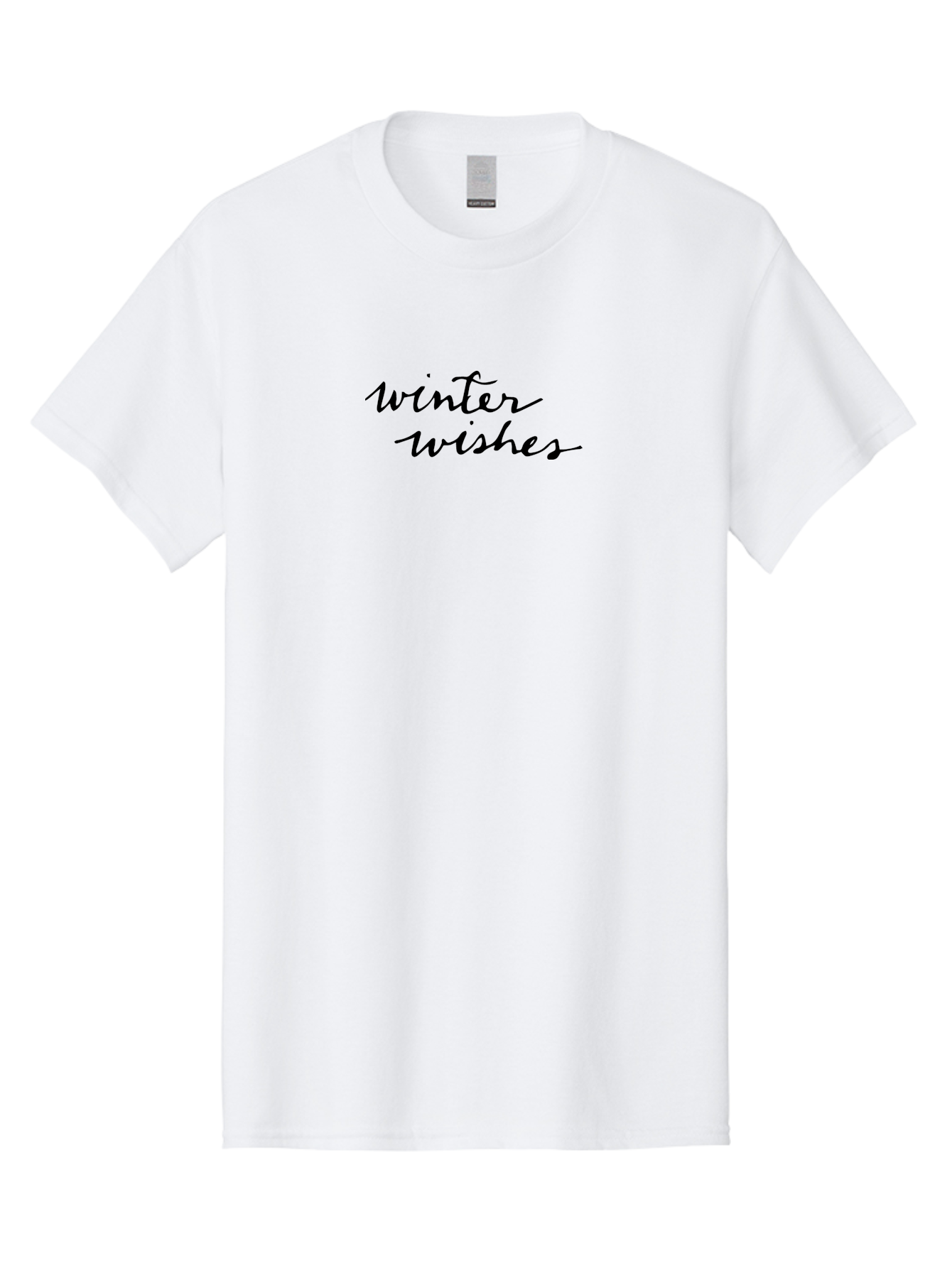 Winter-Wishes-1 Men'S Graphic Tee, 100% Cotton, Comfortable Casual Summer Wear, Machine Washable, Winter Wishes, Festive Greetings, Holiday Season, Winter Season, Cursive Text, Black Text, Winter Wonderland, Season'S Greetings Aab170