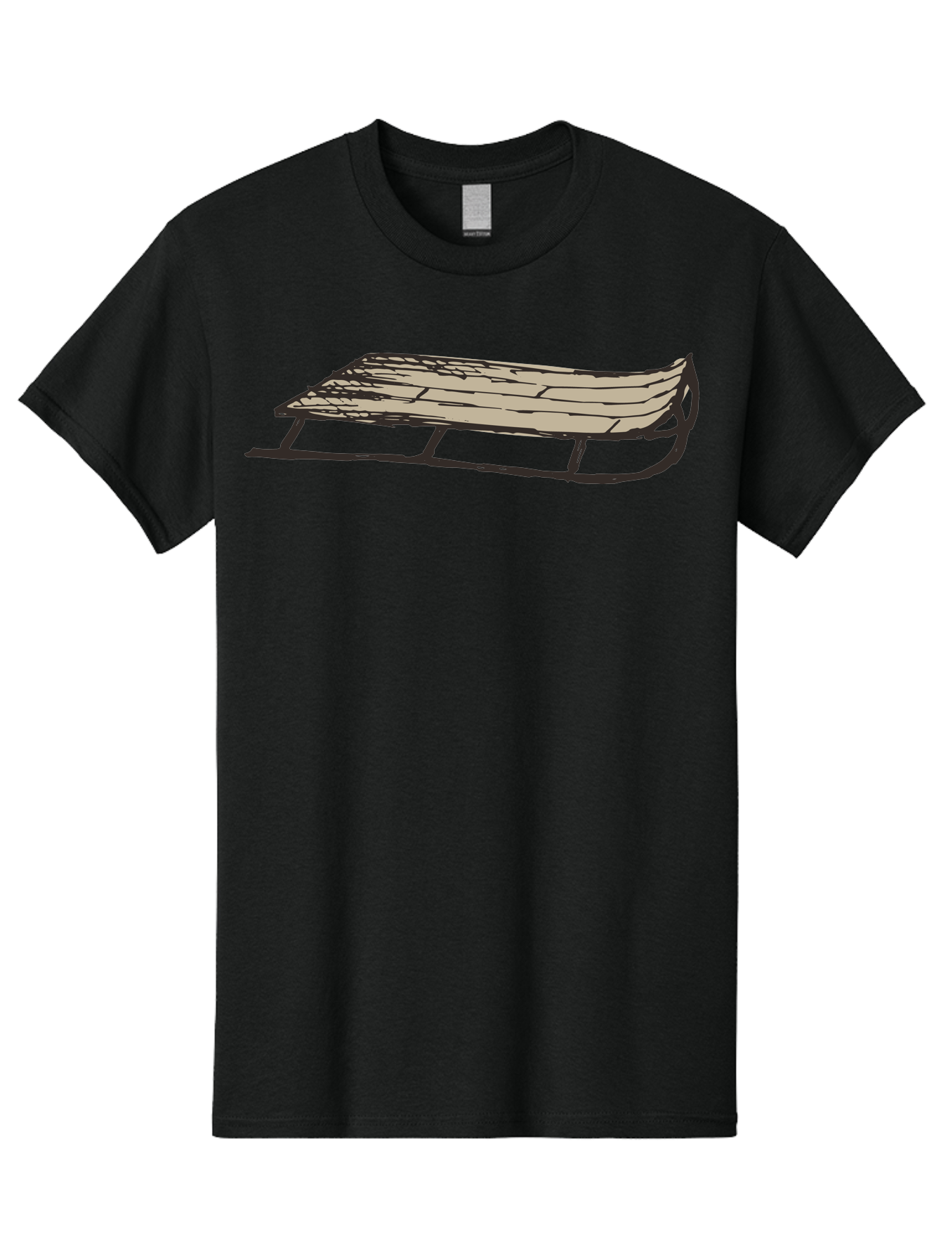 Wooden-Sled Men'S Graphic Tee, 100% Cotton, Comfortable Casual Summer Wear, Machine Washable, Vintage Sled, Wooden Slats, Metal Runners, Winter Fun, Outdoor Play, Cartoon Style, Simple Design, Nostalgic Feel, Retro Illustration, Aab174